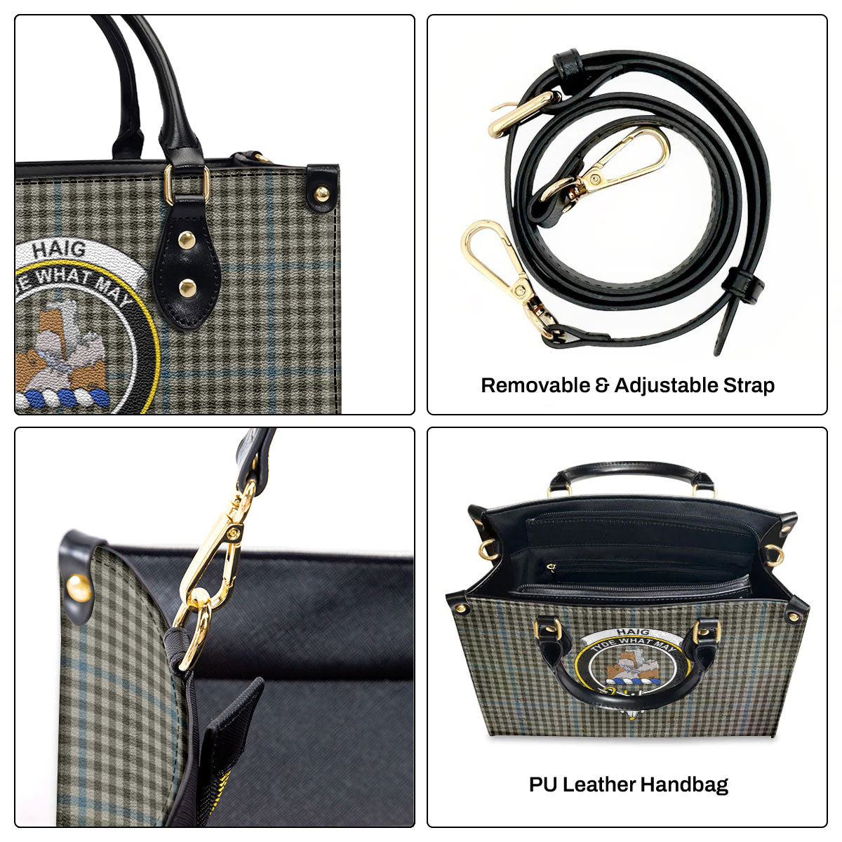 Haig Check Tartan Crest Leather Handbag