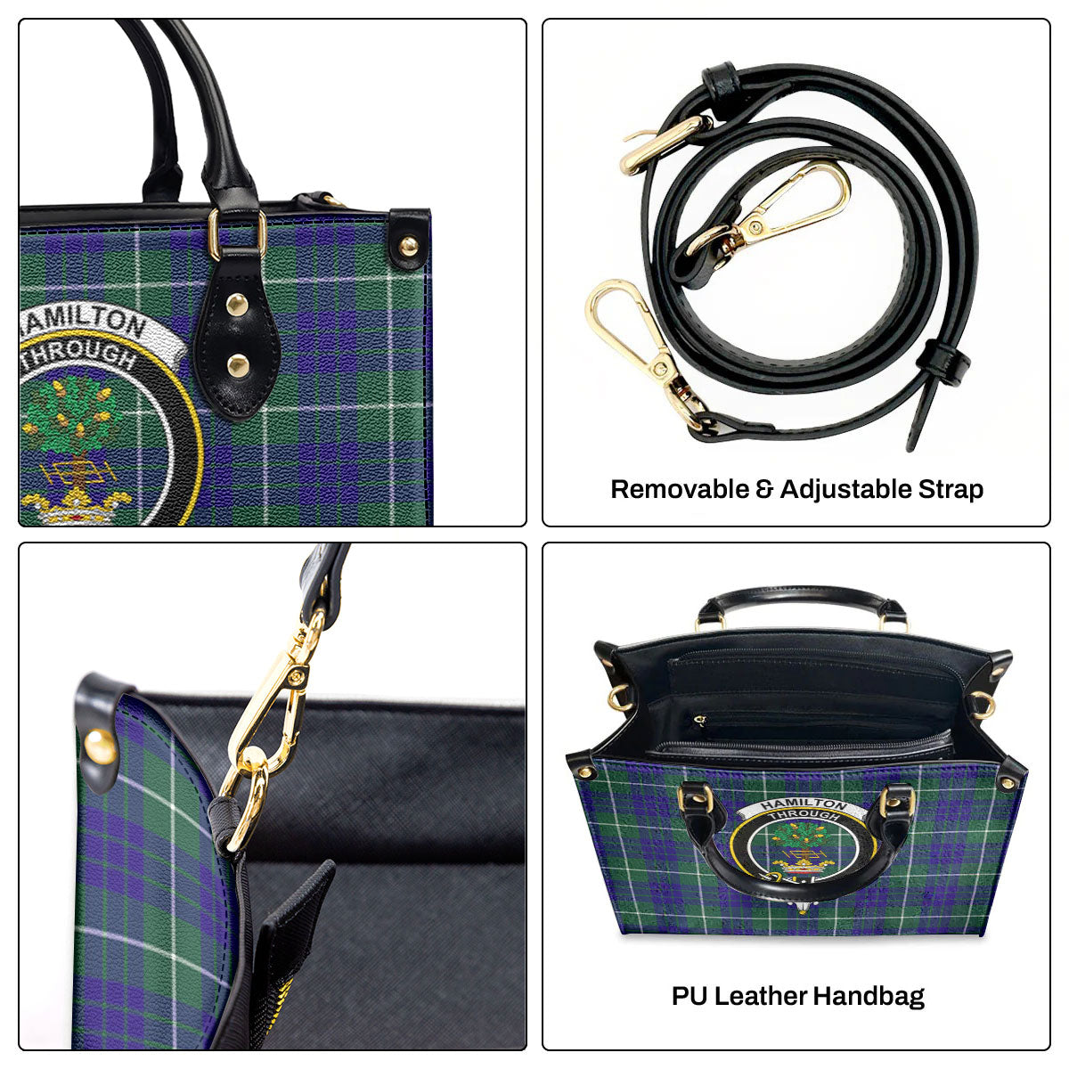Hamilton Hunting Modern Tartan Crest Leather Handbag
