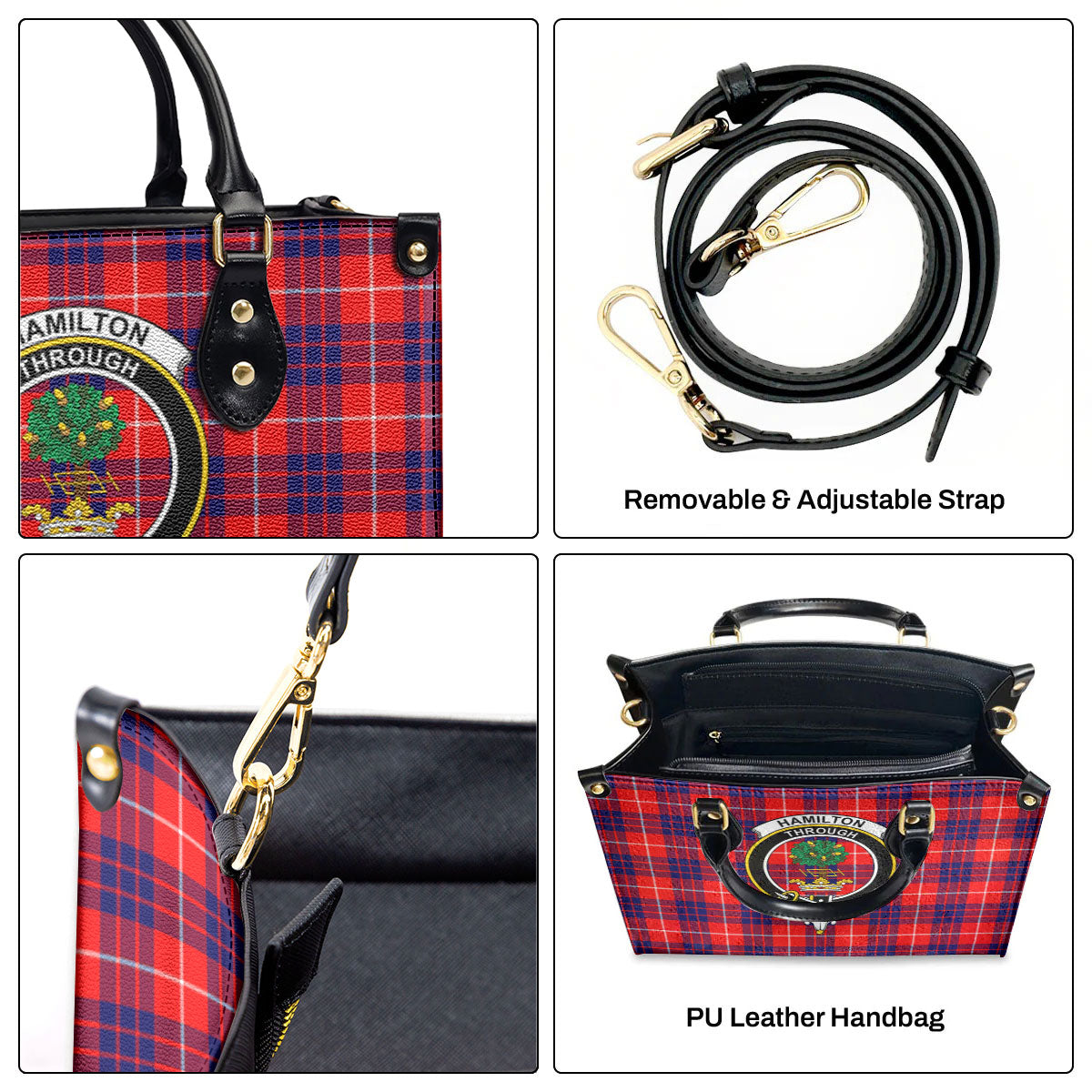 Hamilton Modern Tartan Crest Leather Handbag