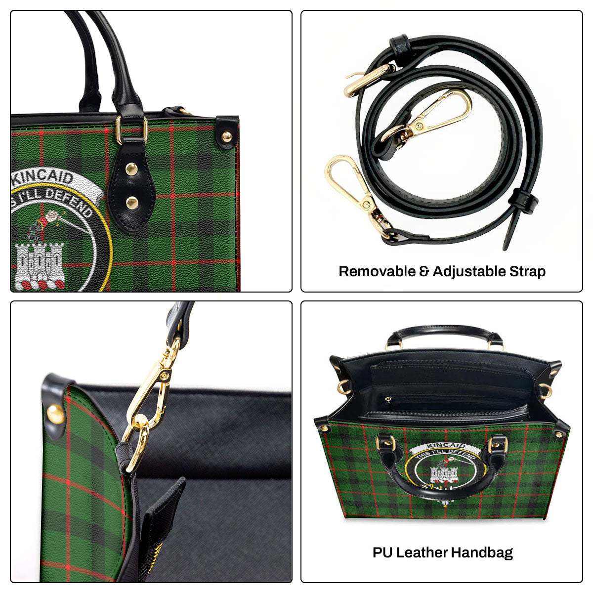 Kincaid Tartan Crest Leather Handbag