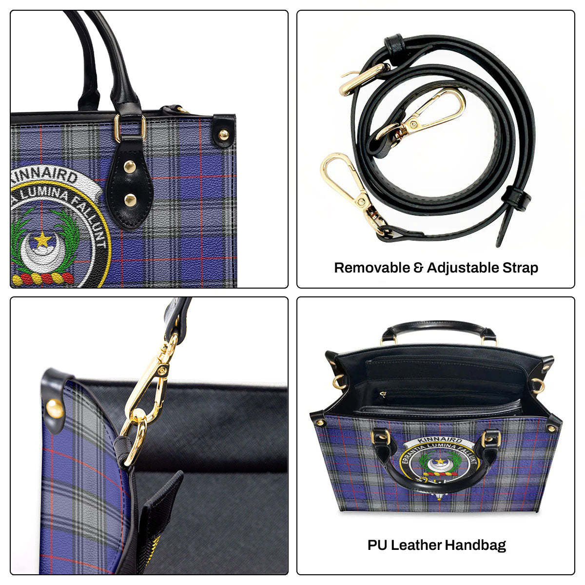 Kinnaird Tartan Crest Leather Handbag