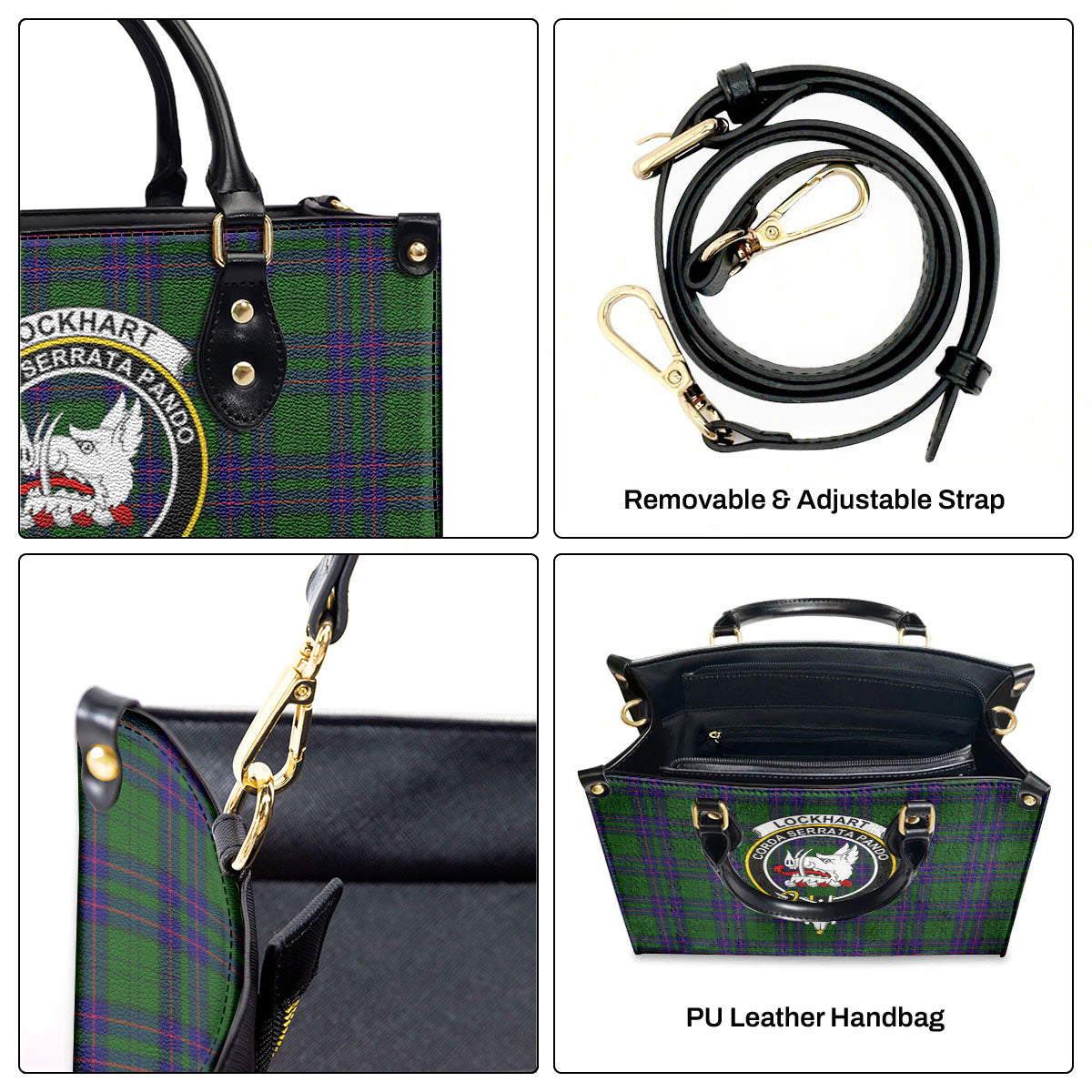 Lockhart Modern Tartan Crest Leather Handbag