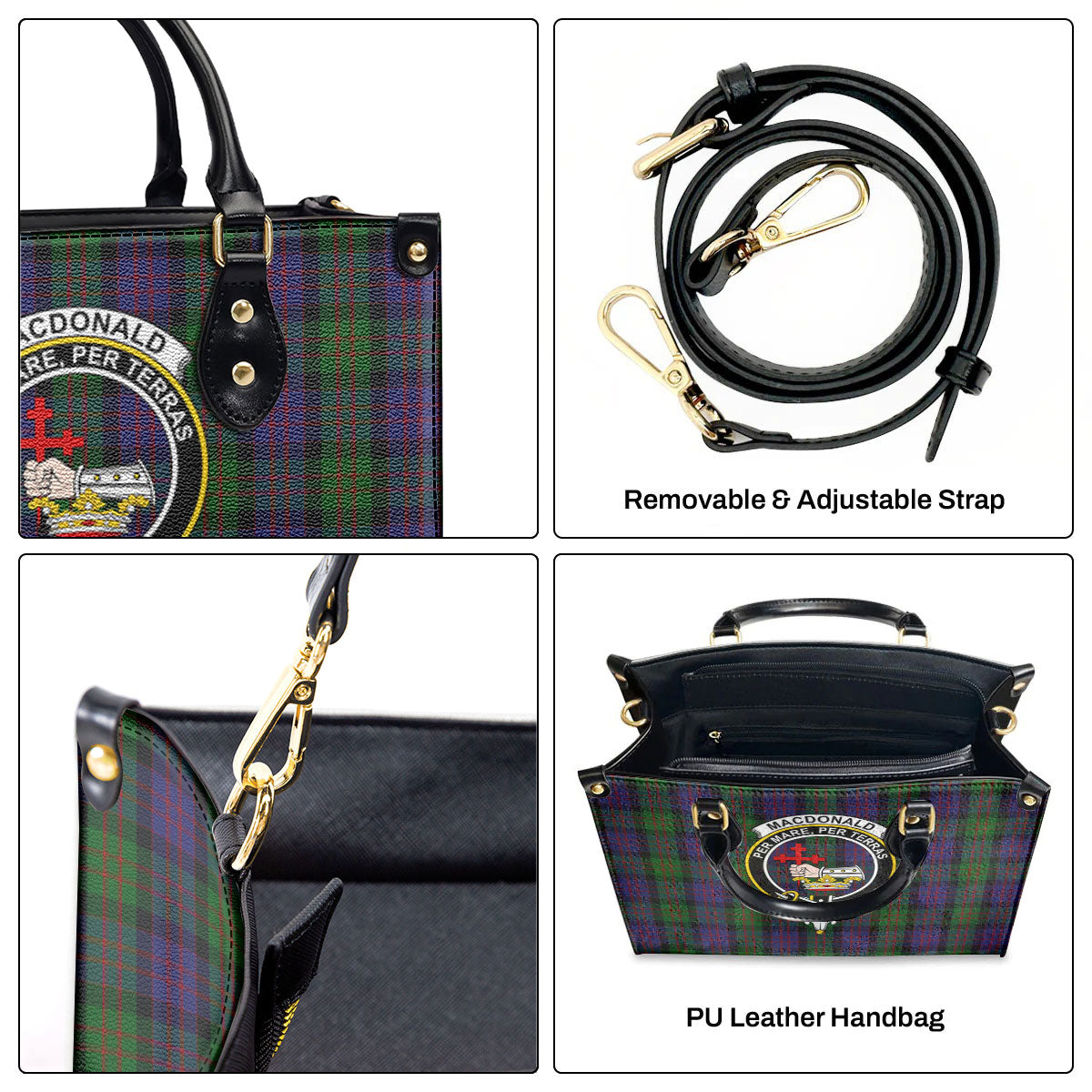 MacDonald Tartan Crest Leather Handbag