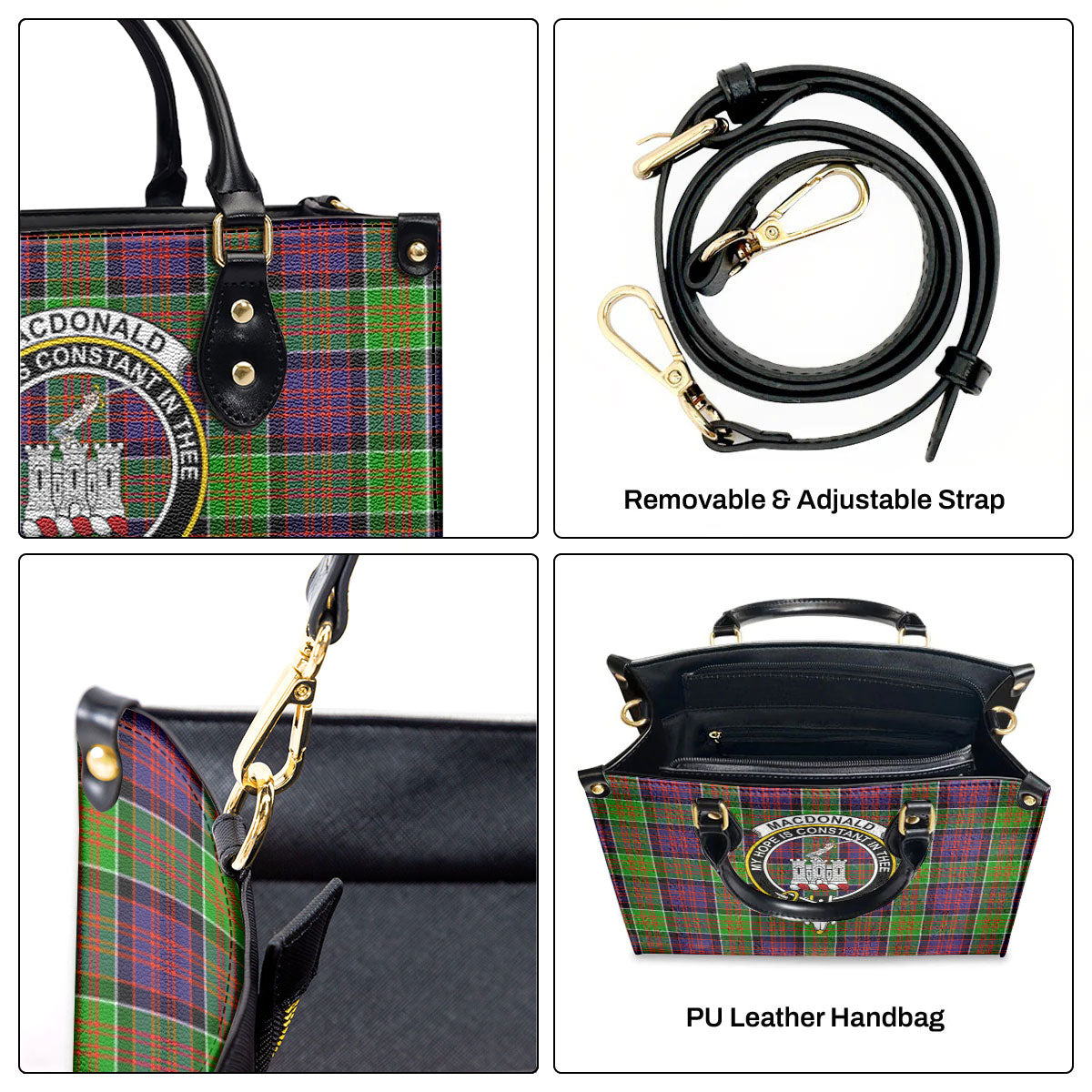 MacDonald (Clan Ranald) Tartan Crest Leather Handbag