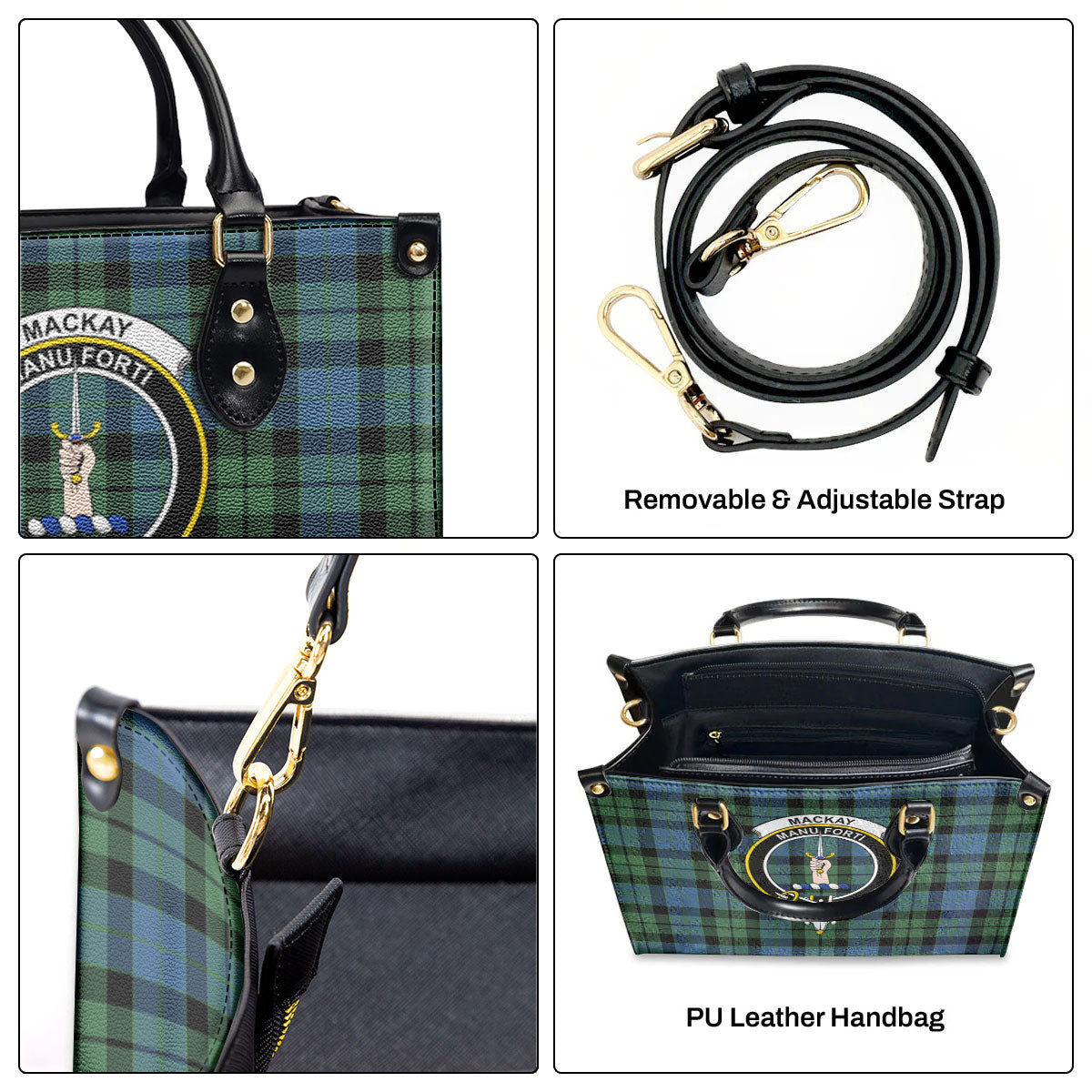 MacKay Ancient Tartan Crest Leather Handbag