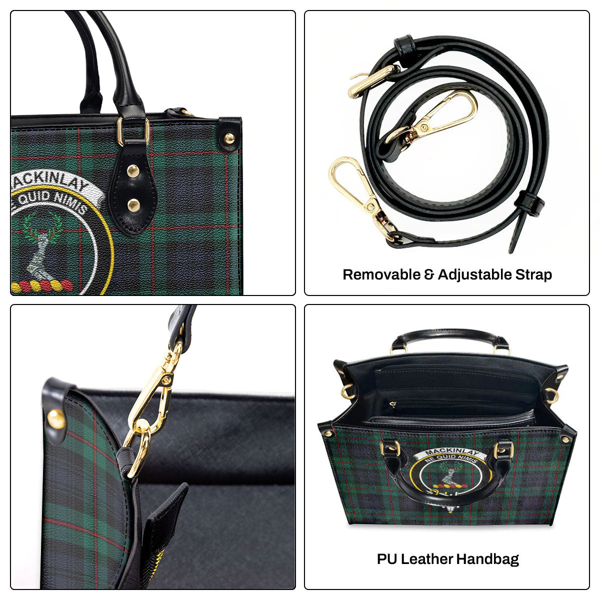 MacKinlay Modern Tartan Crest Leather Handbag