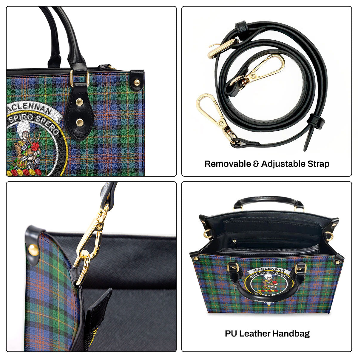 MacLennan Ancient Tartan Crest Leather Handbag