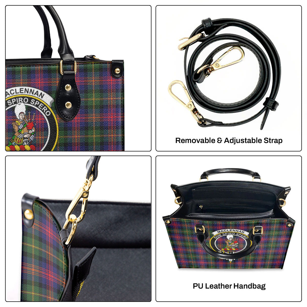 MacLennan Modern Tartan Crest Leather Handbag