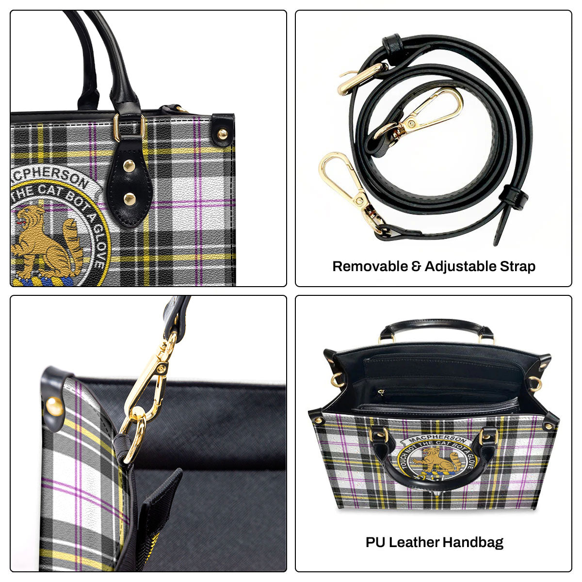 MacPherson Dress Modern Tartan Crest Leather Handbag