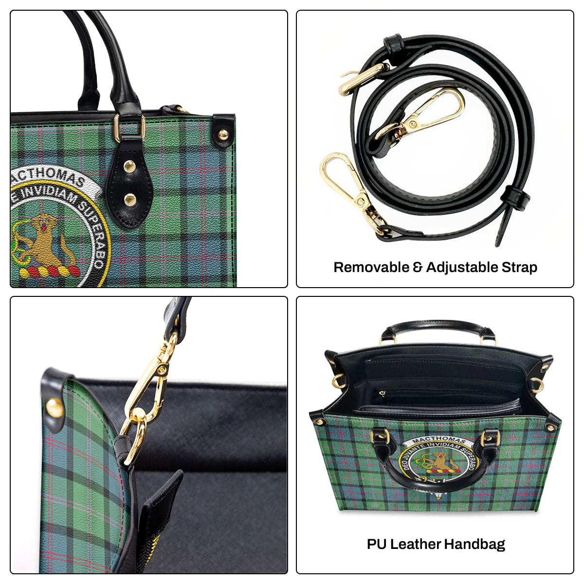 MacThomas Ancient Tartan Crest Leather Handbag