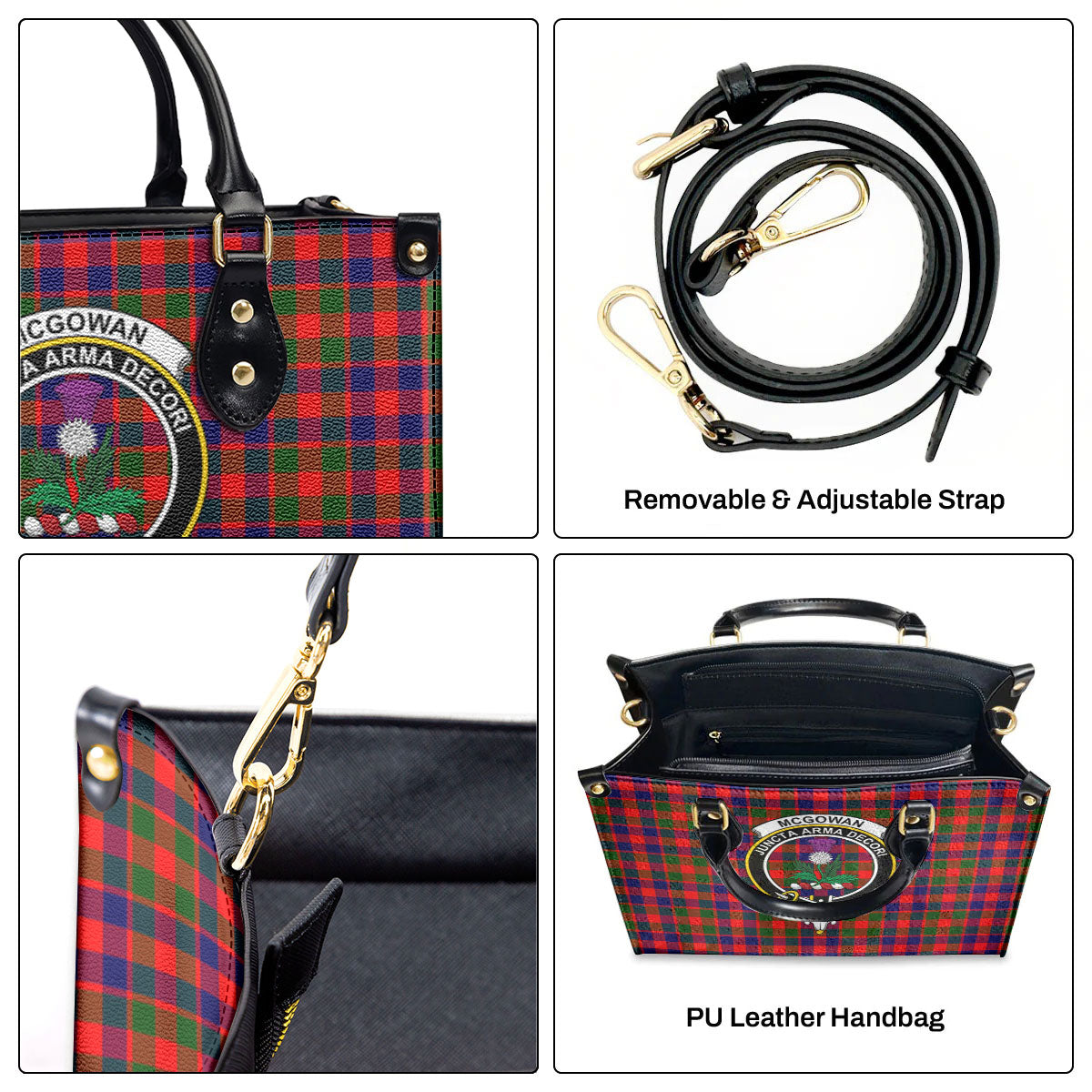 McGowan Tartan Crest Leather Handbag