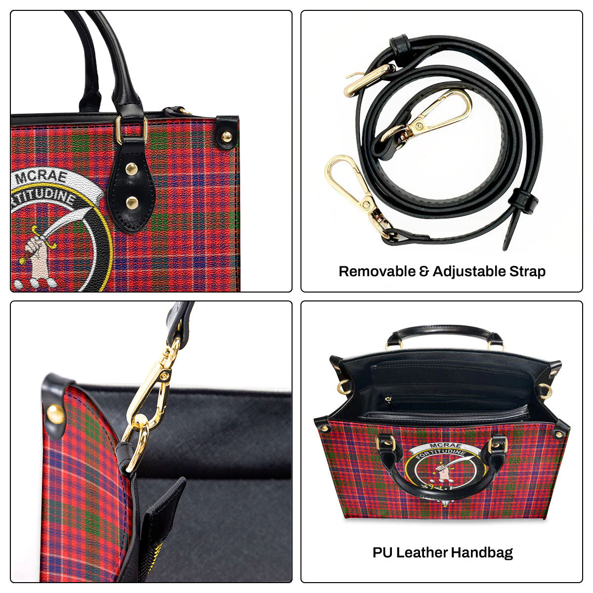 McRae Modern Tartan Crest Leather Handbag