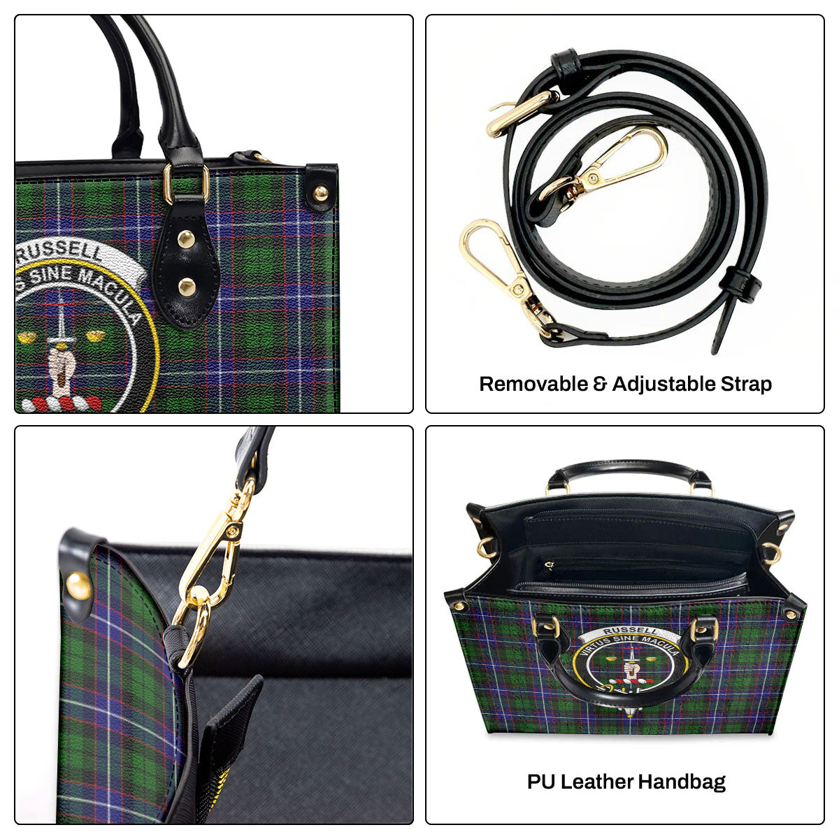 Russell Modern Tartan Crest Leather Handbag