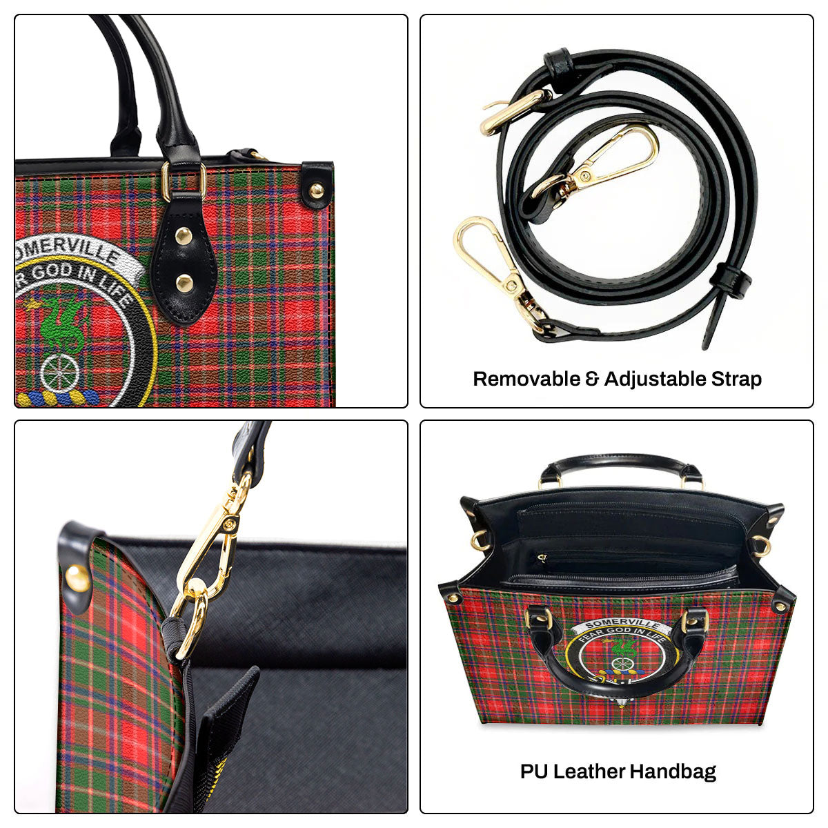 Somerville Tartan Crest Leather Handbag