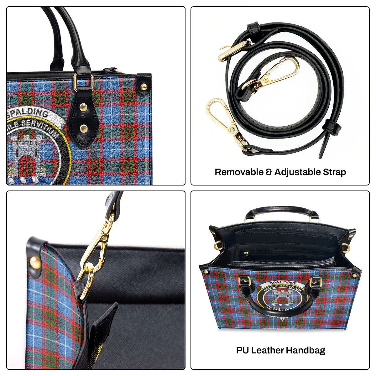 Spalding Tartan Crest Leather Handbag