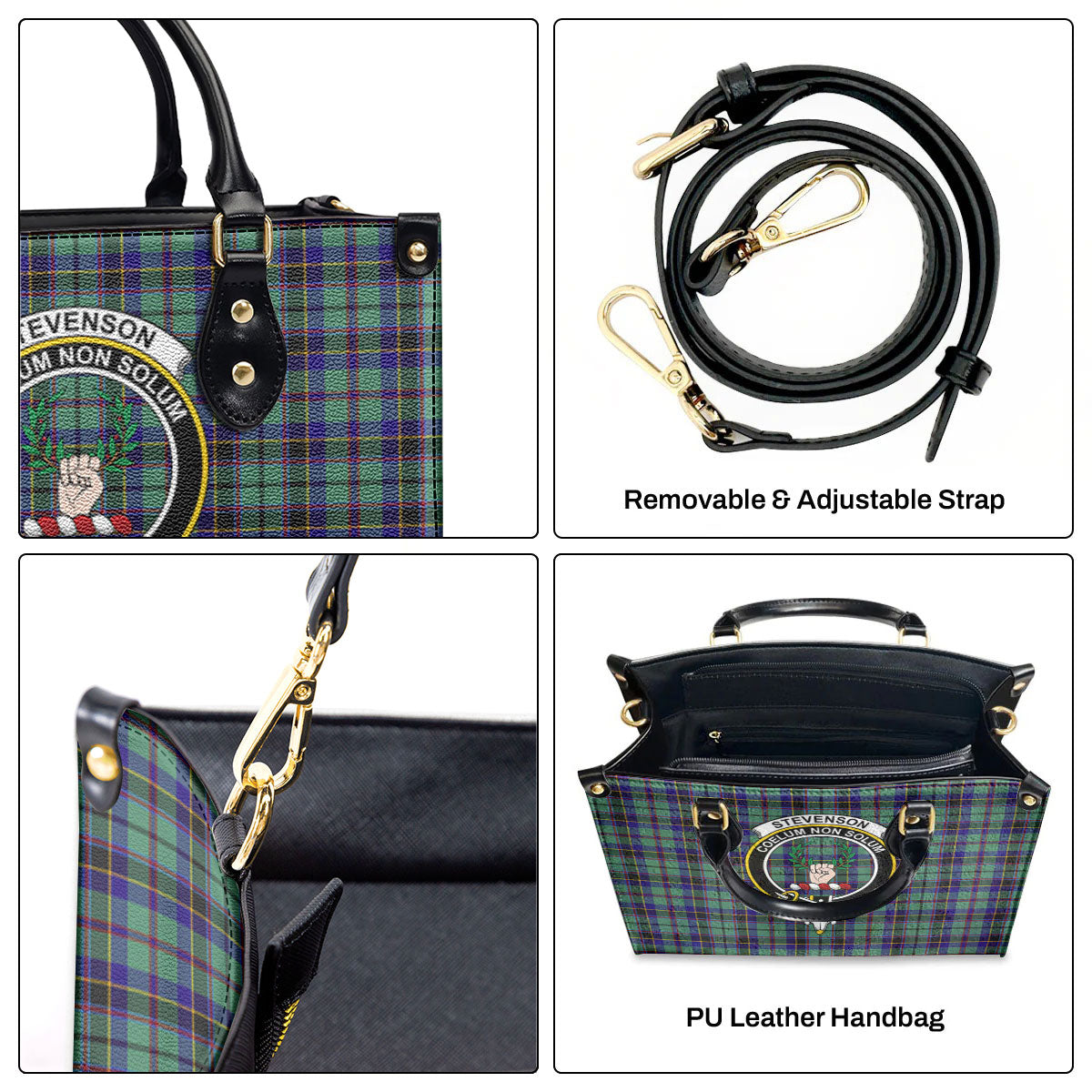 Stevenson Tartan Crest Leather Handbag