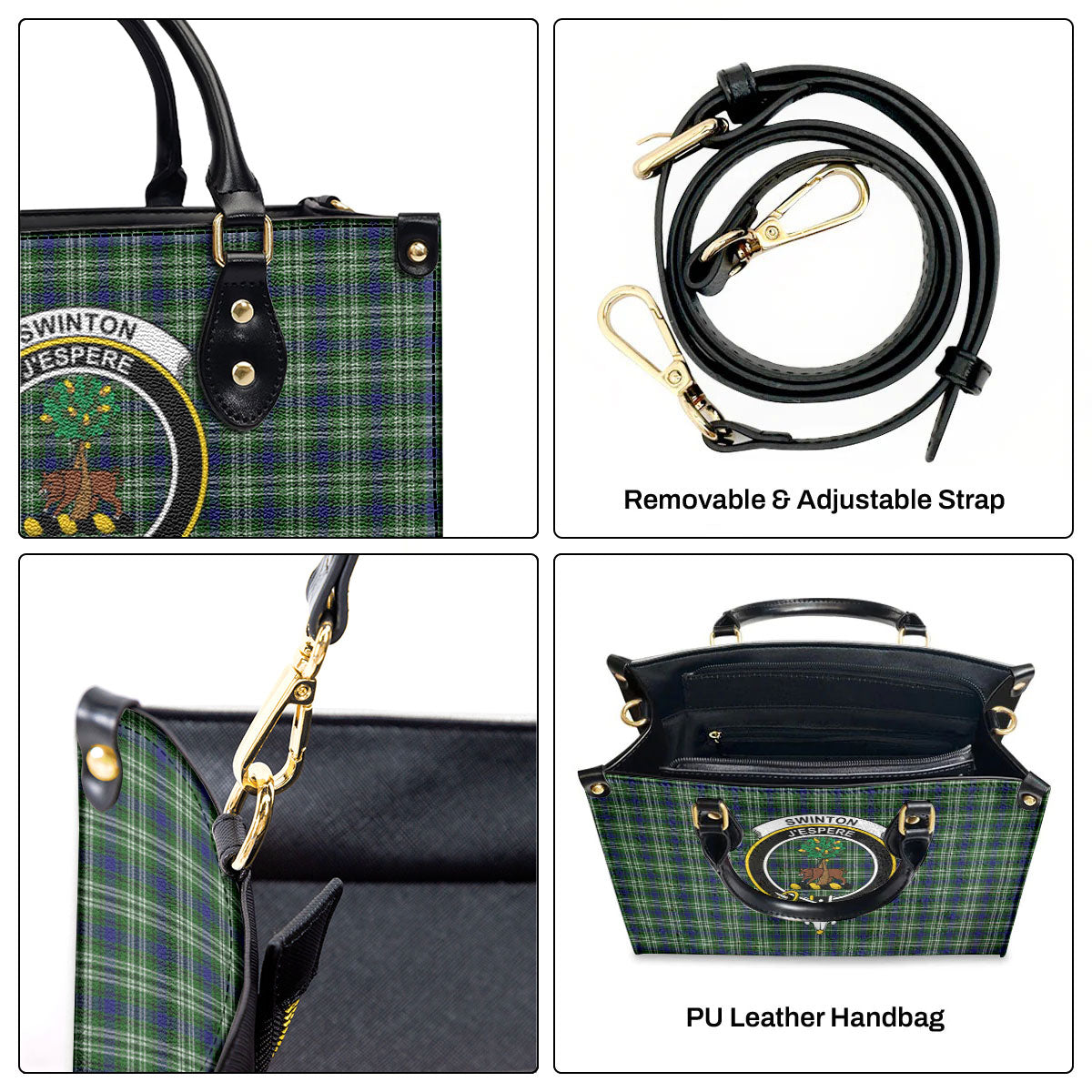 Swinton Tartan Crest Leather Handbag