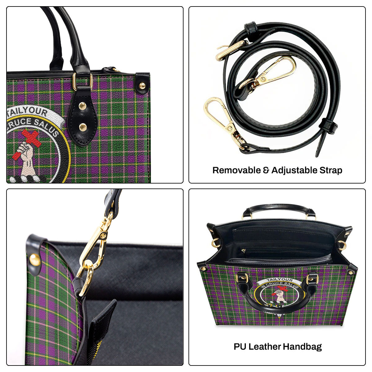 Tailyour (or Taylor) Tartan Crest Leather Handbag