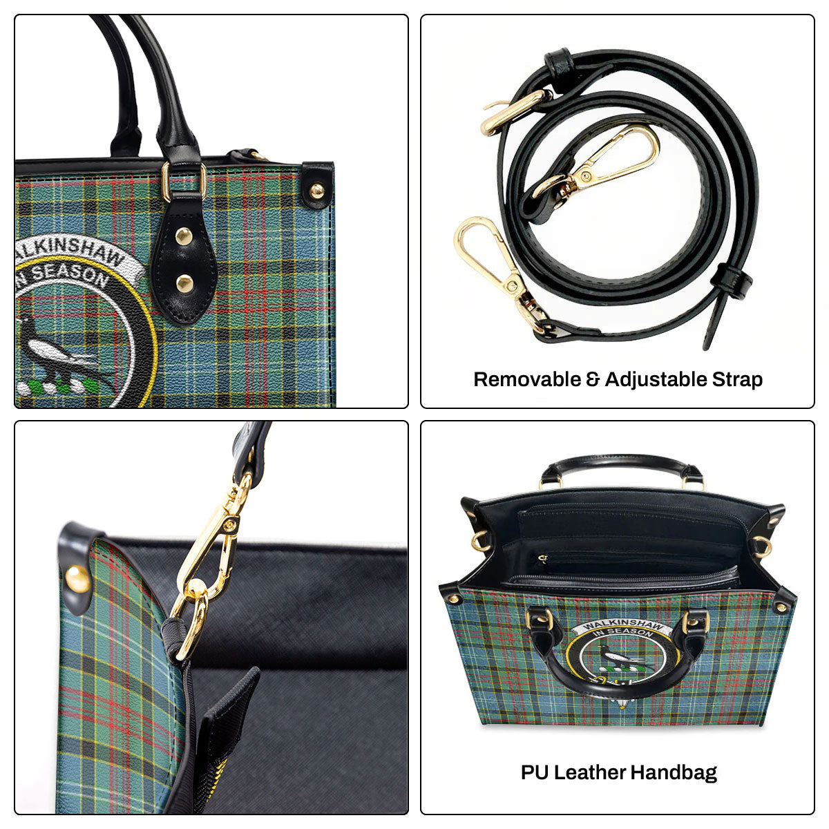 Walkinshaw Tartan Crest Leather Handbag