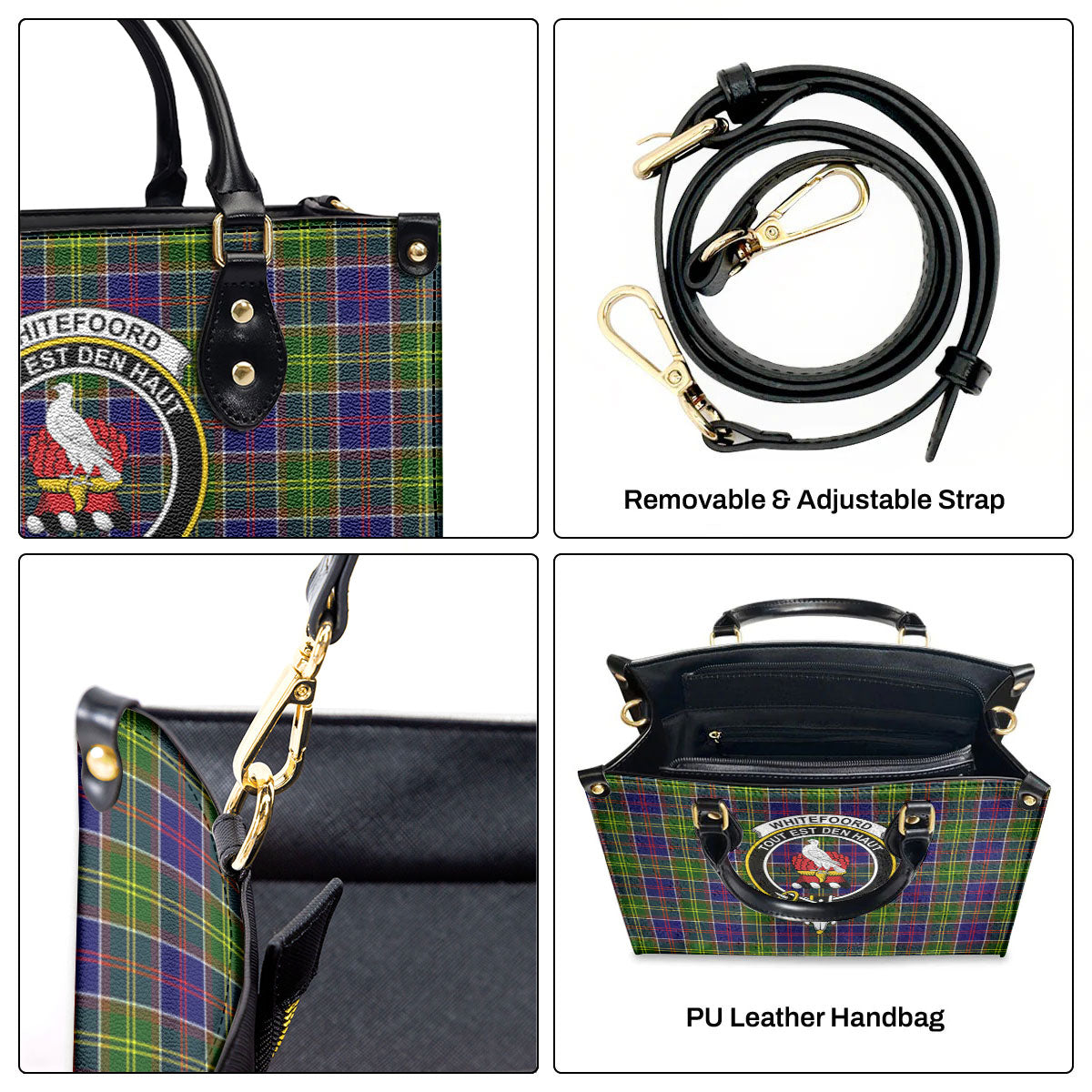 Whitefoord Tartan Crest Leather Handbag