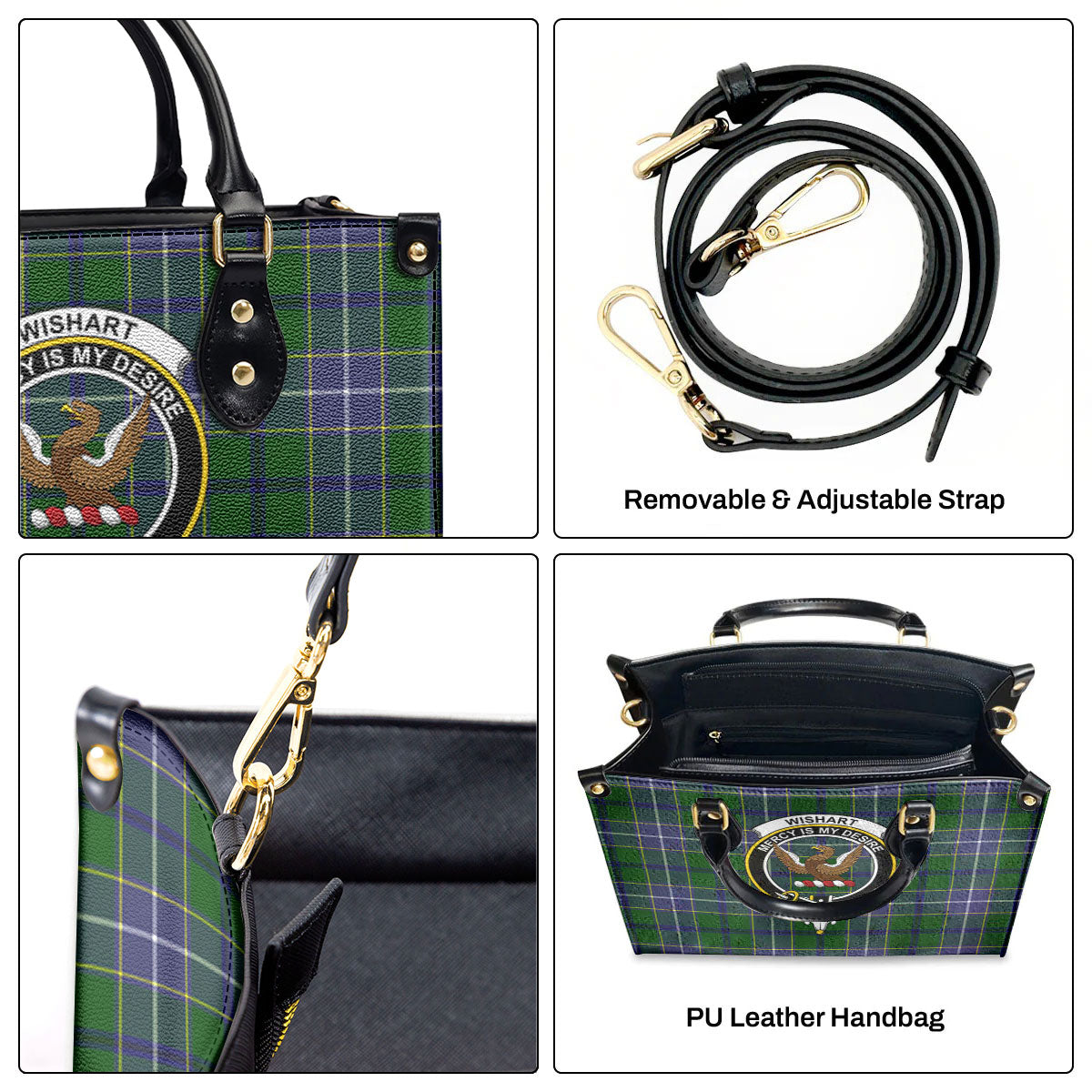 Wishart Hunting Tartan Crest Leather Handbag
