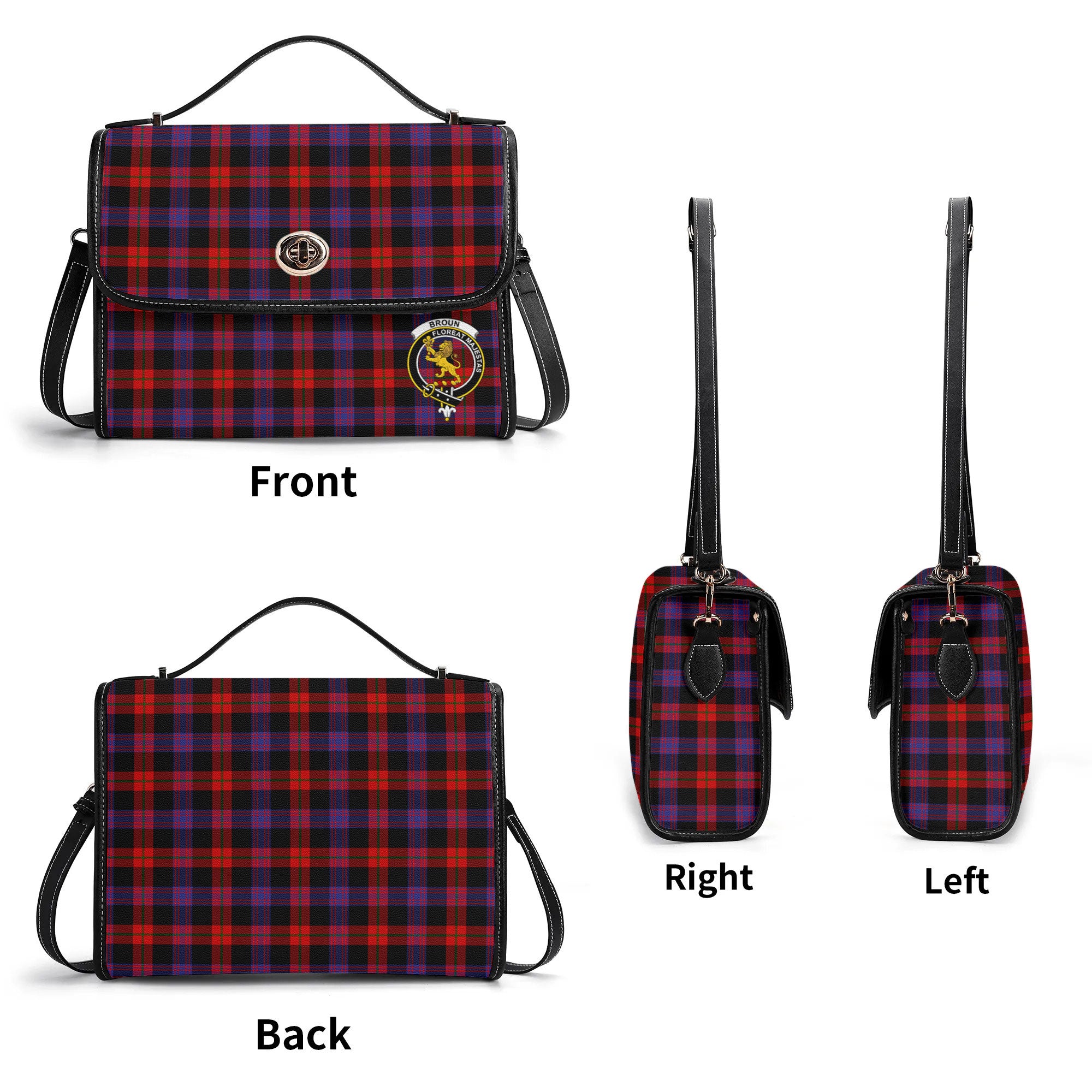 Broun Modern Tartan Crest Satchel Bag
