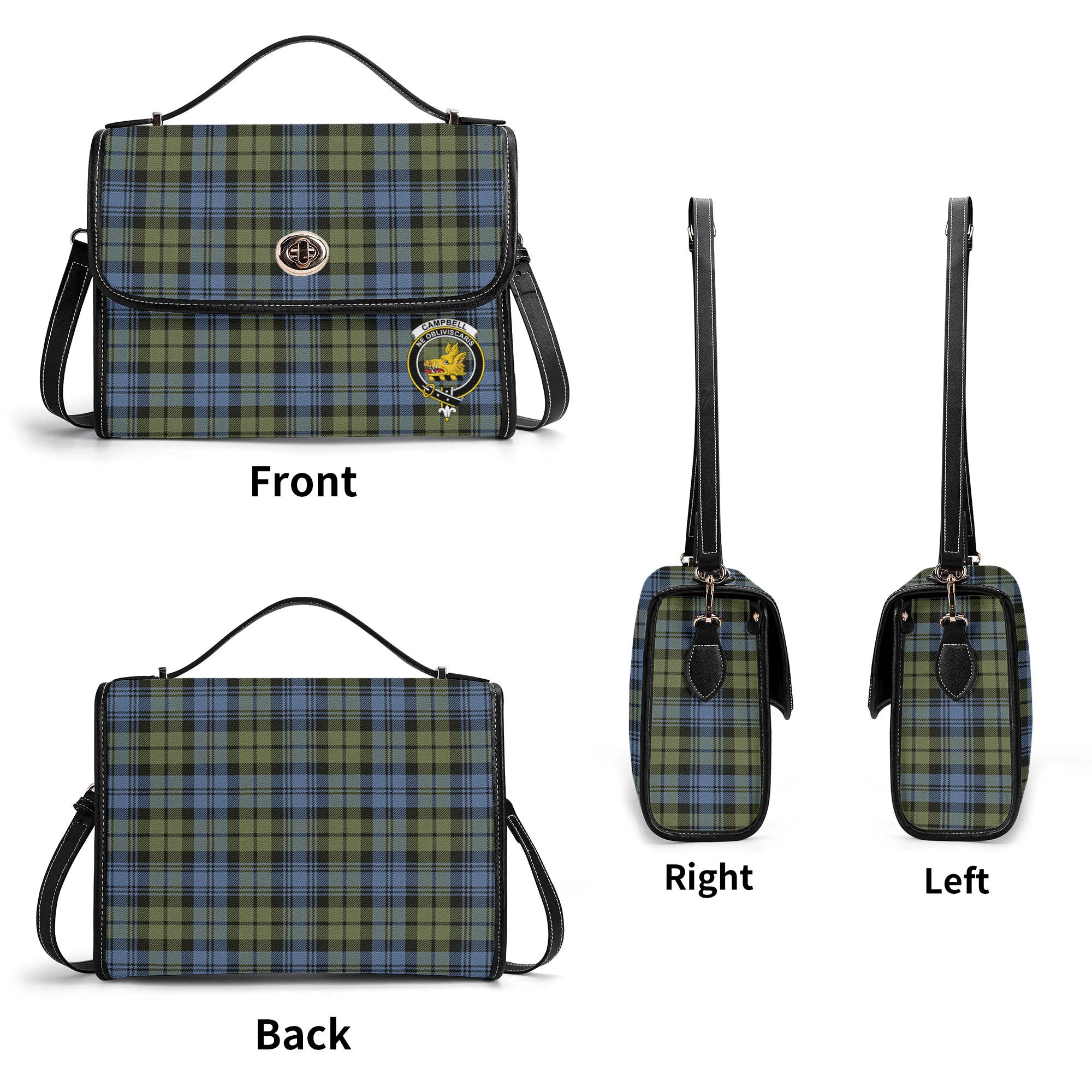 Campbell Faded Tartan Crest Satchel Bag