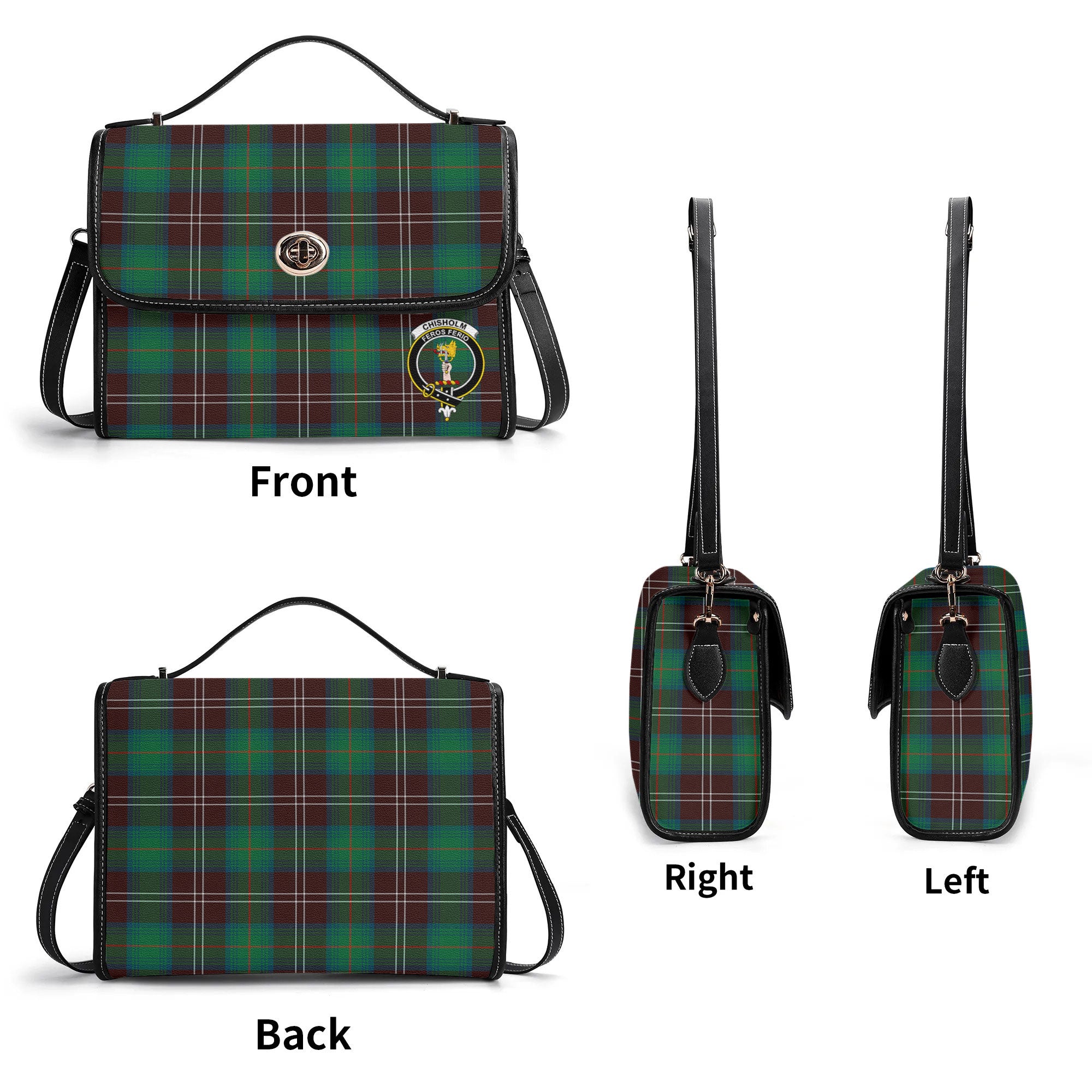 Chisholm Hunting Ancient Tartan Crest Satchel Bag