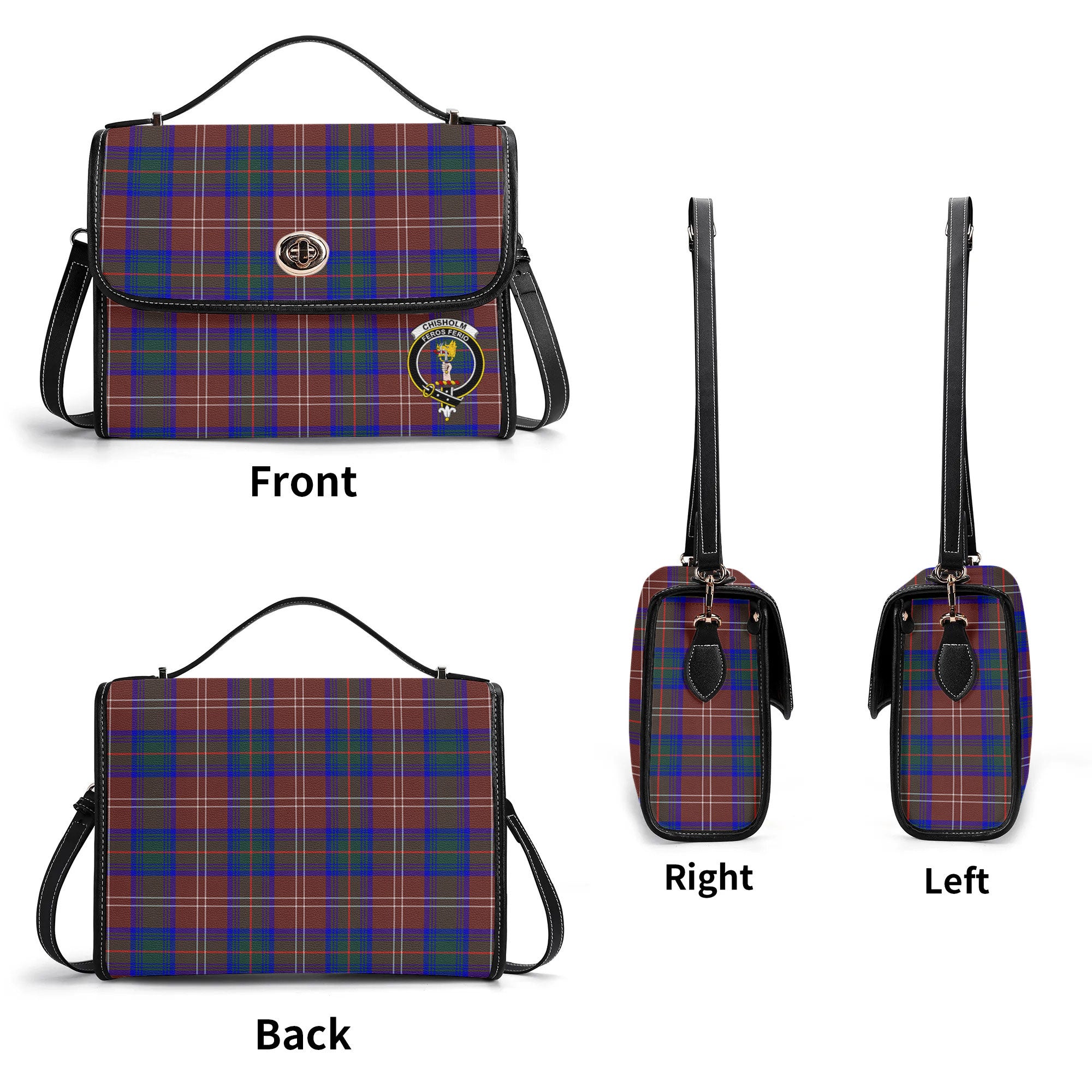 Chisholm Hunting Modern Tartan Crest Satchel Bag