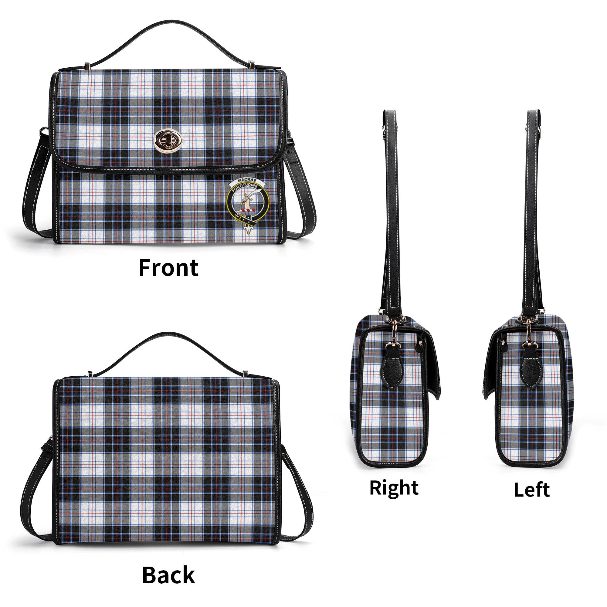 MacRae Dress Modern Tartan Crest Satchel Bag