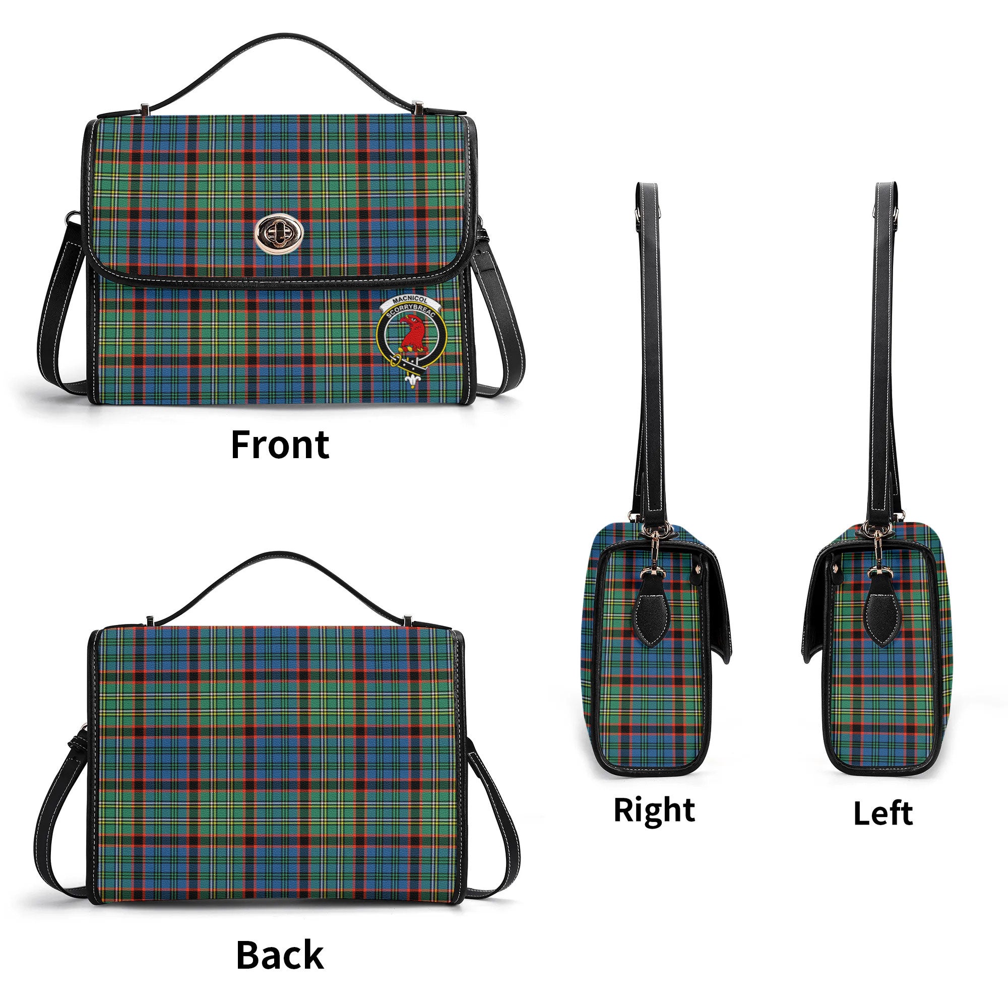 MacNicol Hunting Ancient Tartan Crest Satchel Bag