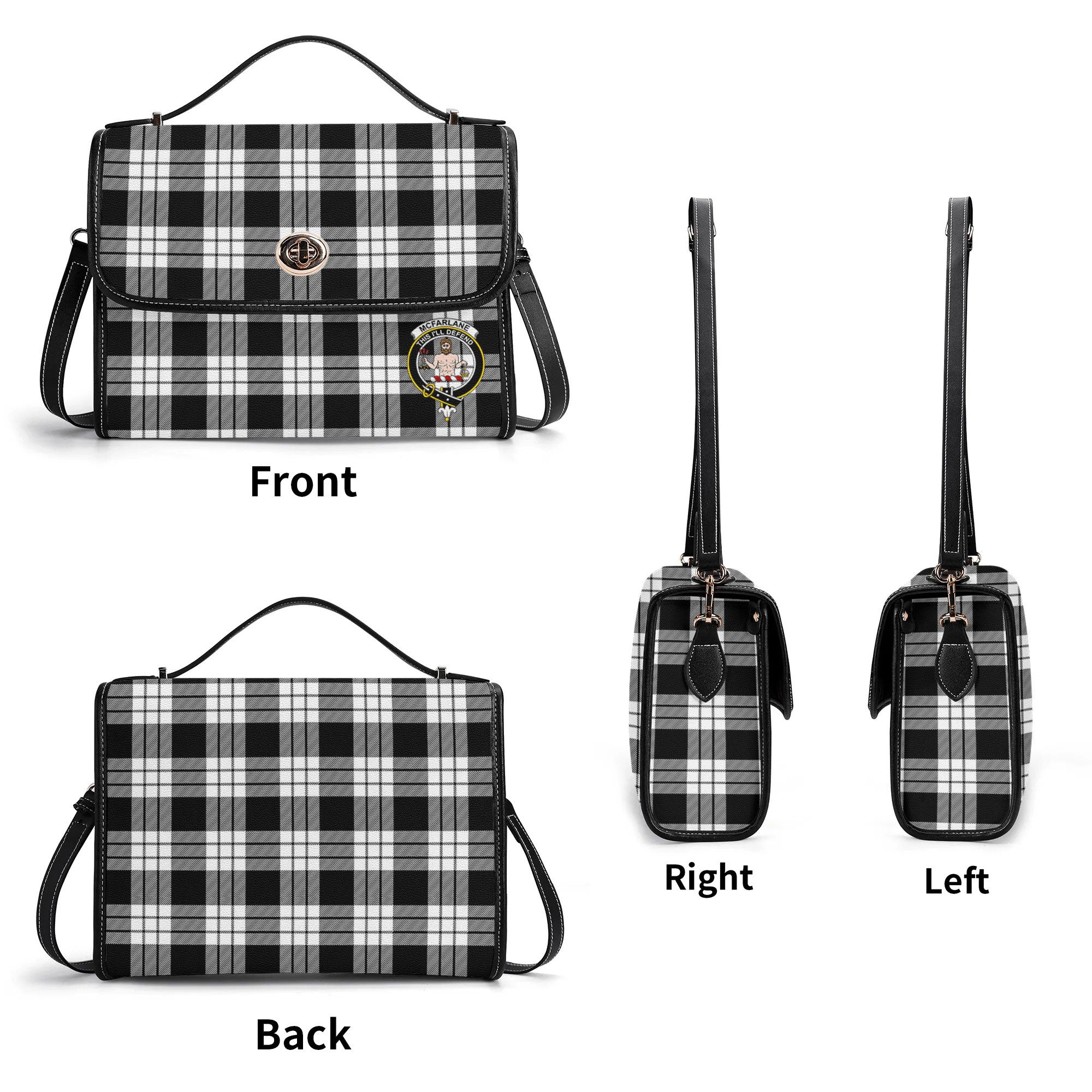 McFarlane Black - White Tartan Crest Satchel Bag