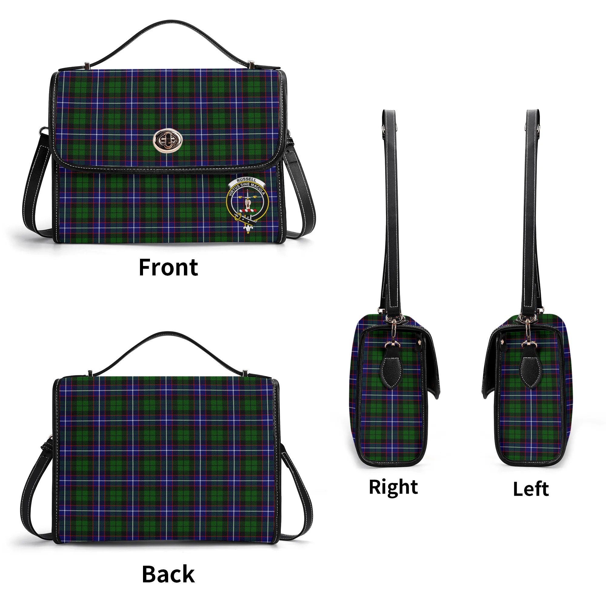 Russell Modern Tartan Crest Satchel Bag
