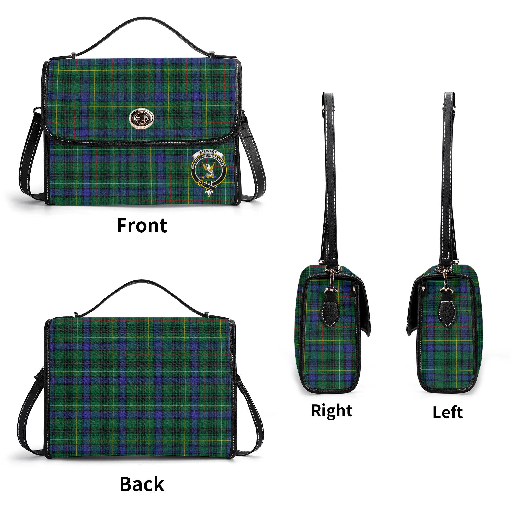 Stewart Hunting Modern Tartan Crest Satchel Bag