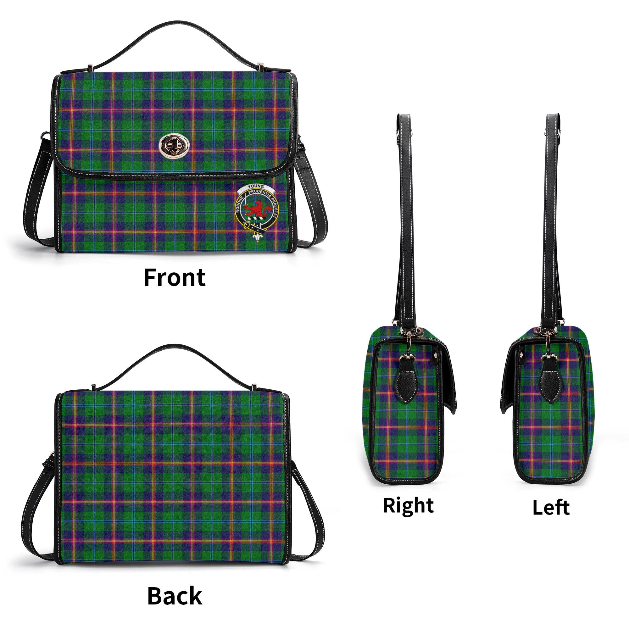 Young Modern Tartan Crest Satchel Bag