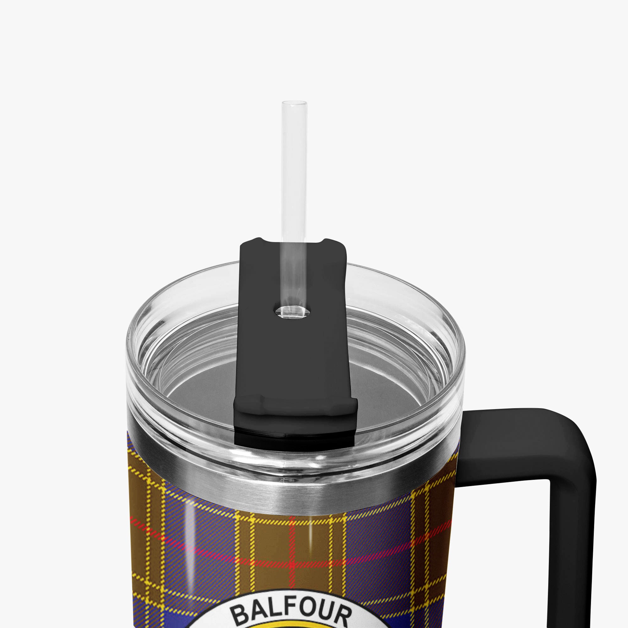 Balfour Modern Tartan Crest 40 oz Insulated Tumbler with Handle