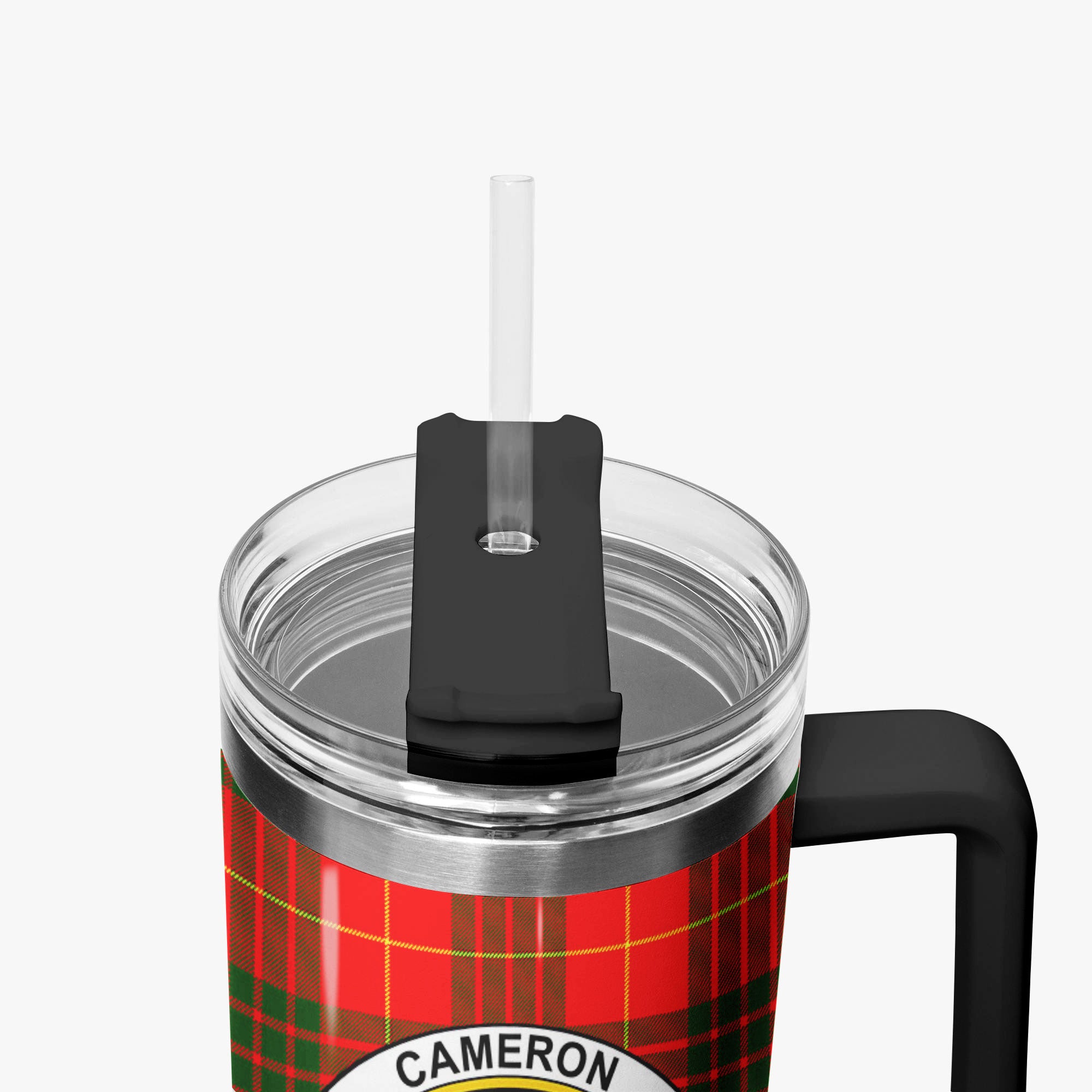 Cameron Modern Tartan Crest 40 oz Insulated Tumbler with Handle