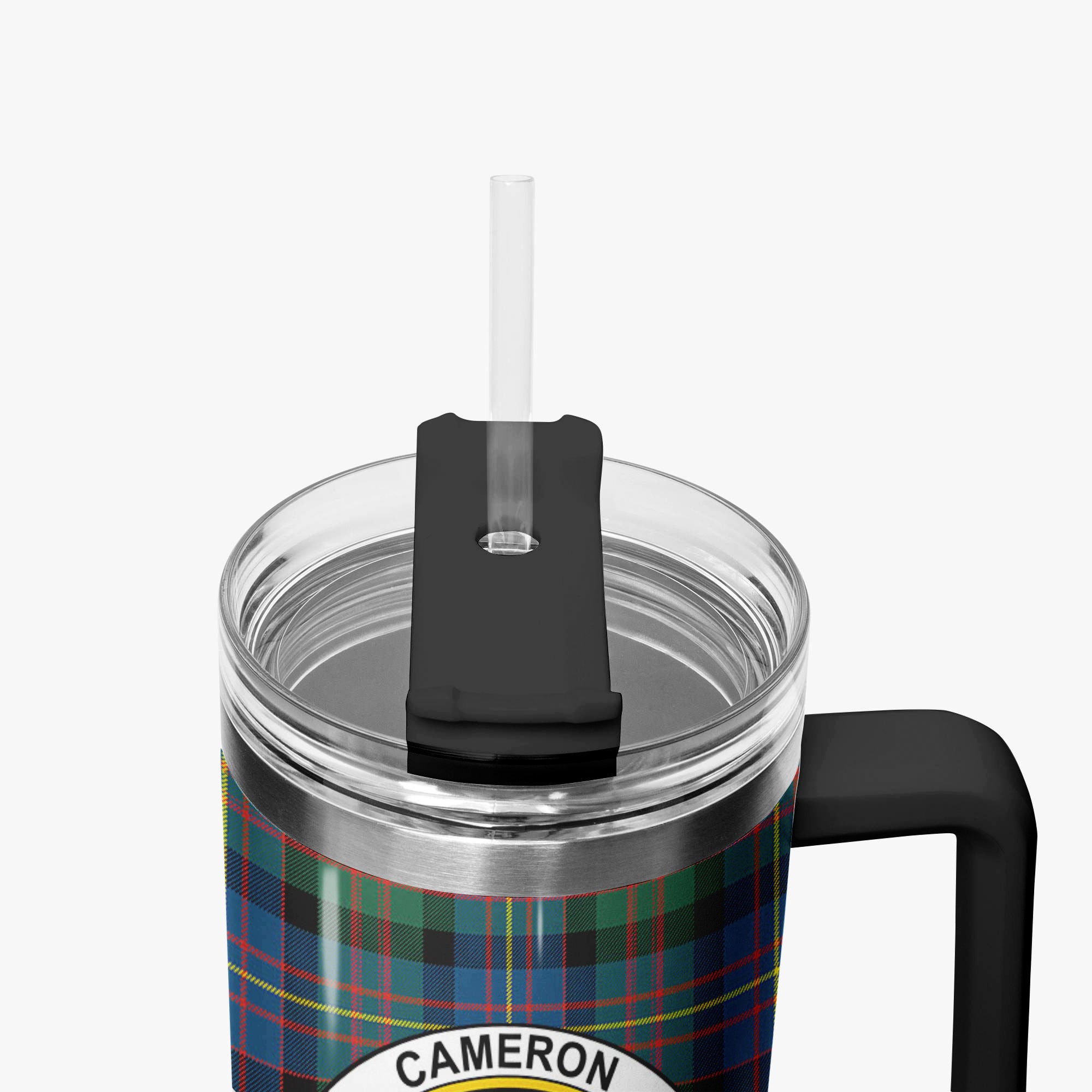 Cameron of Erracht Ancient Tartan Crest 40 oz Insulated Tumbler with Handle