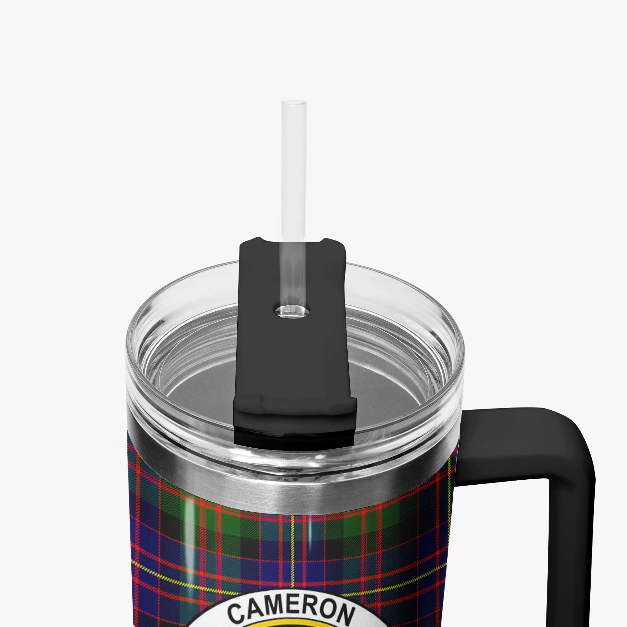 Cameron of Erracht Modern Tartan Crest 40 oz Insulated Tumbler with Handle