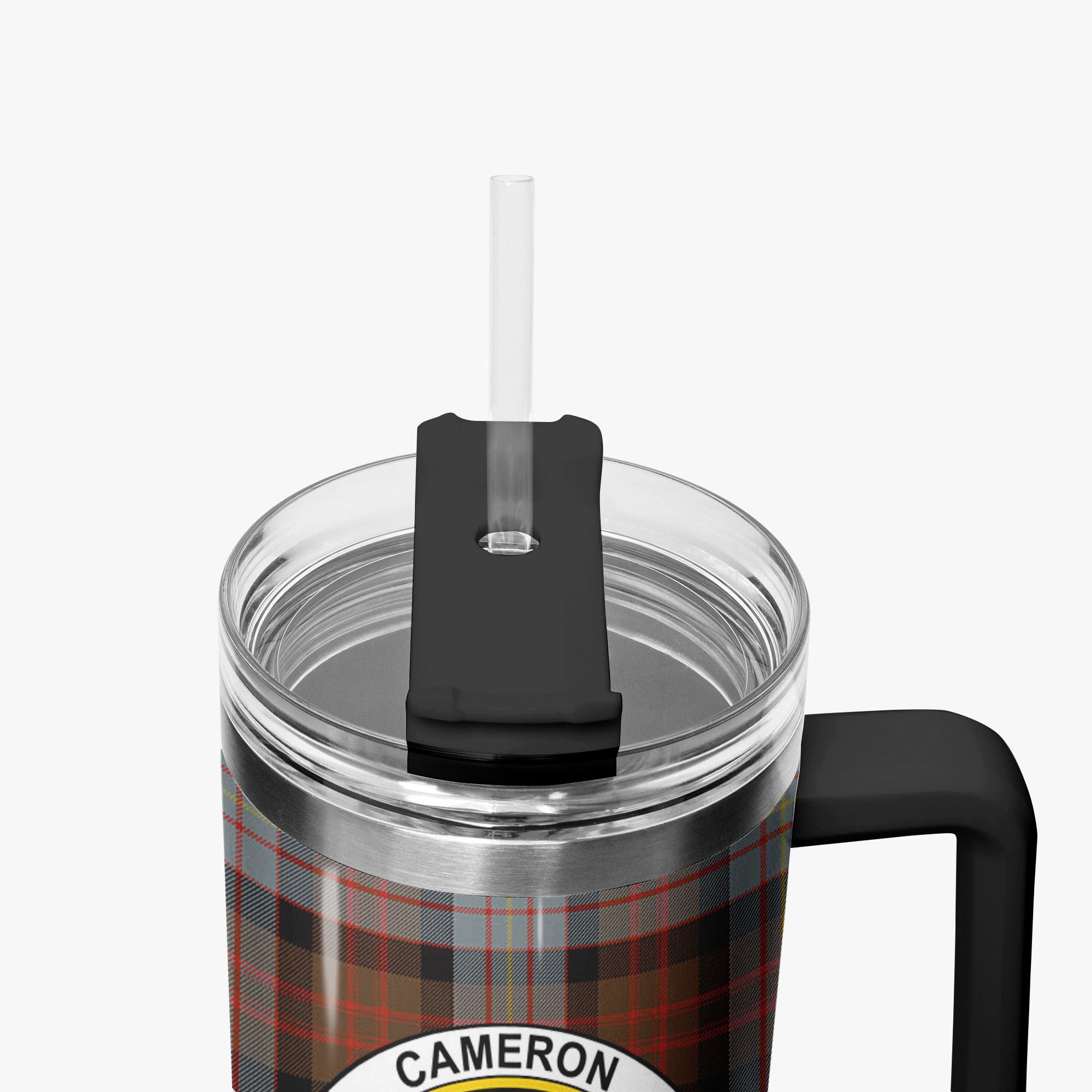 Cameron of Erracht Weathered Tartan Crest 40 oz Insulated Tumbler with Handle