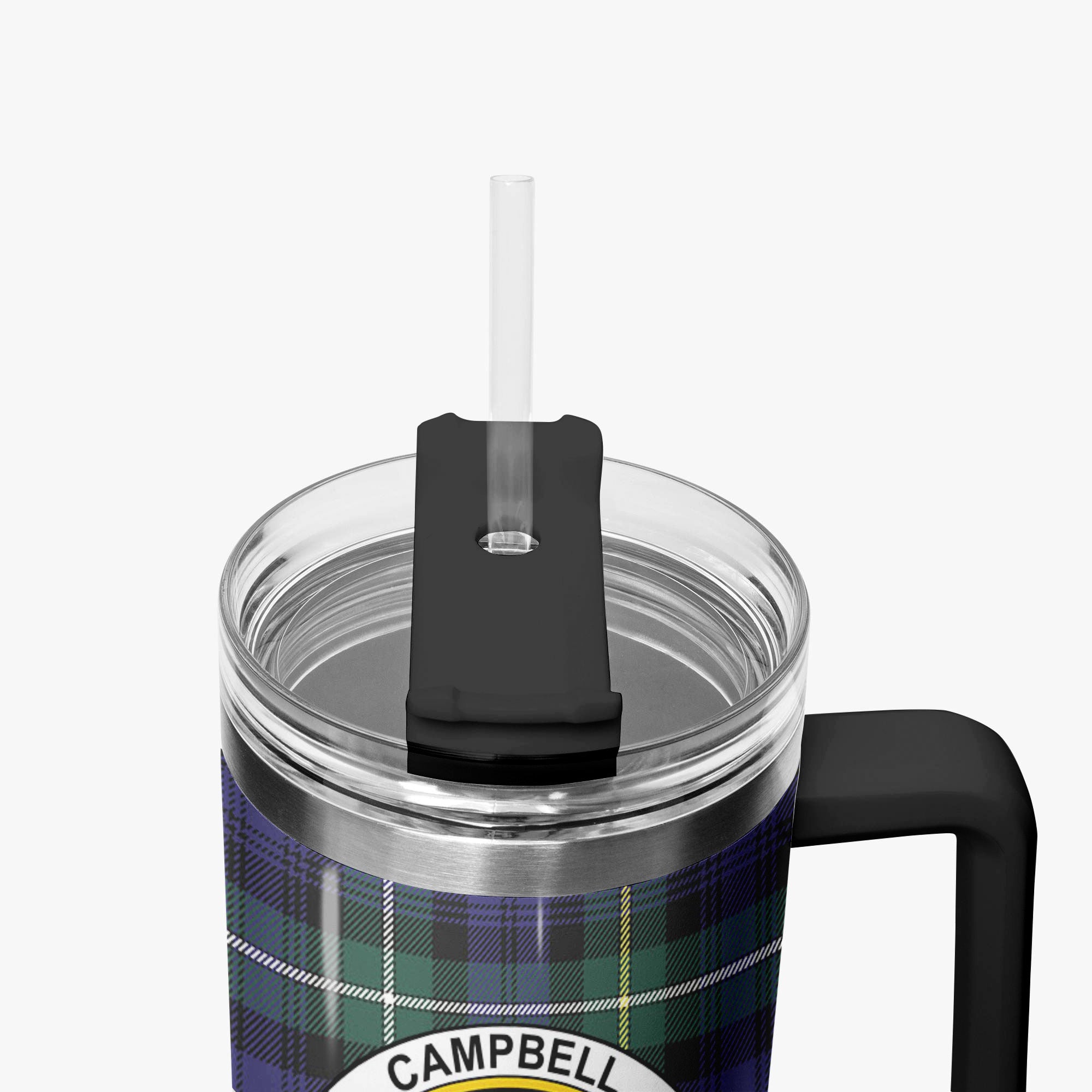Campbell Argyll Modern Tartan Crest 40 oz Insulated Tumbler with Handle