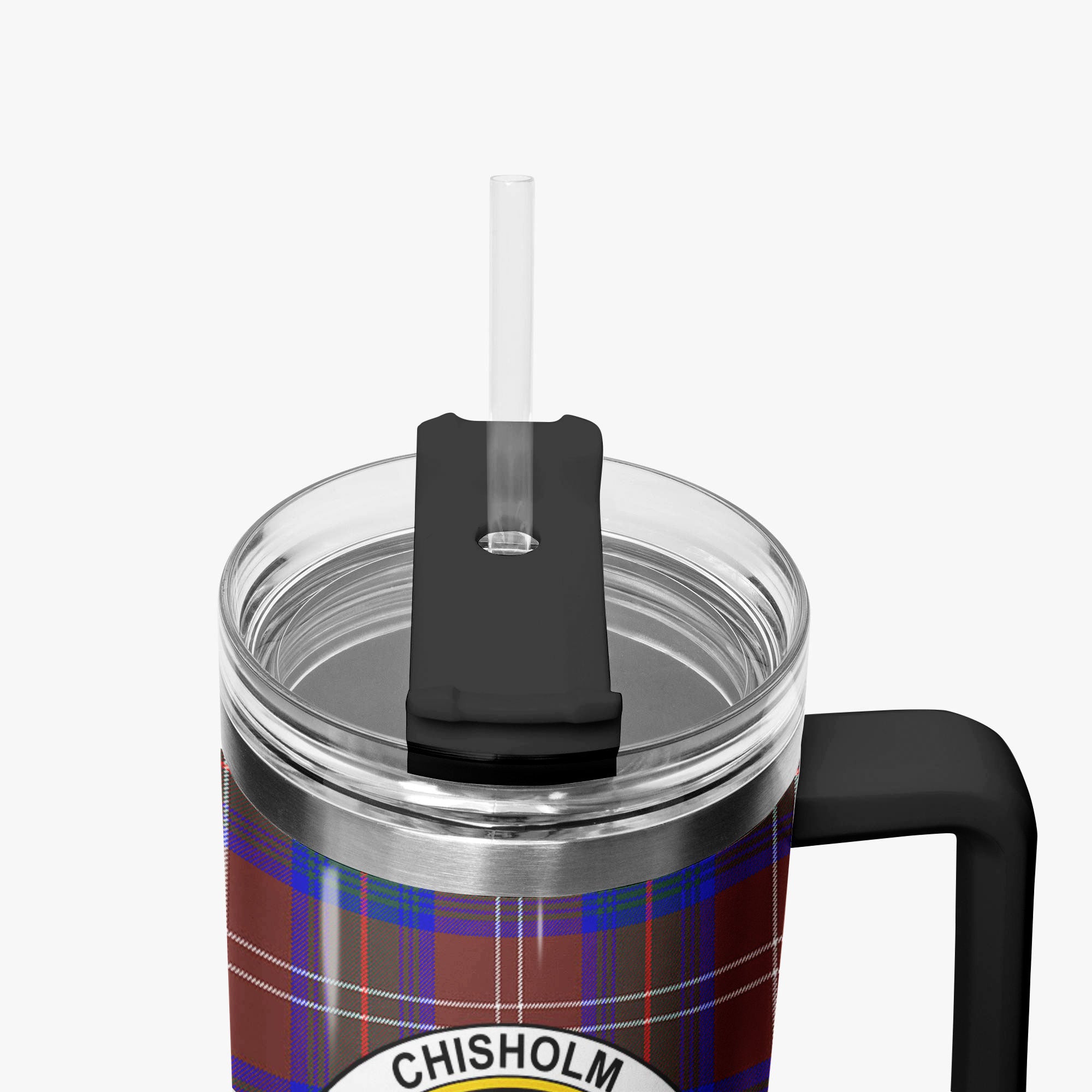Chisholm Hunting Modern Tartan Crest 40 oz Insulated Tumbler with Handle