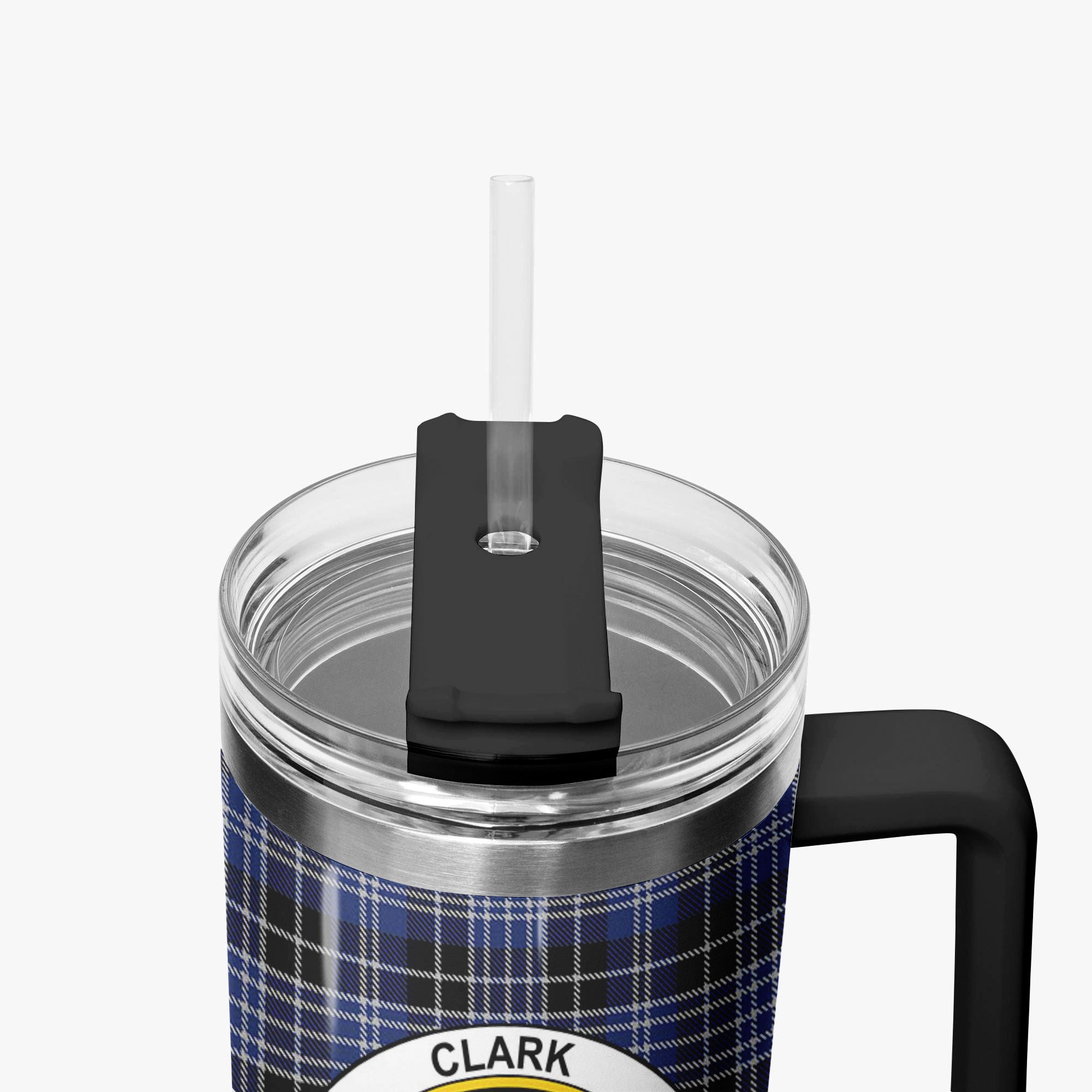 Clark Modern Tartan Crest 40 oz Insulated Tumbler with Handle