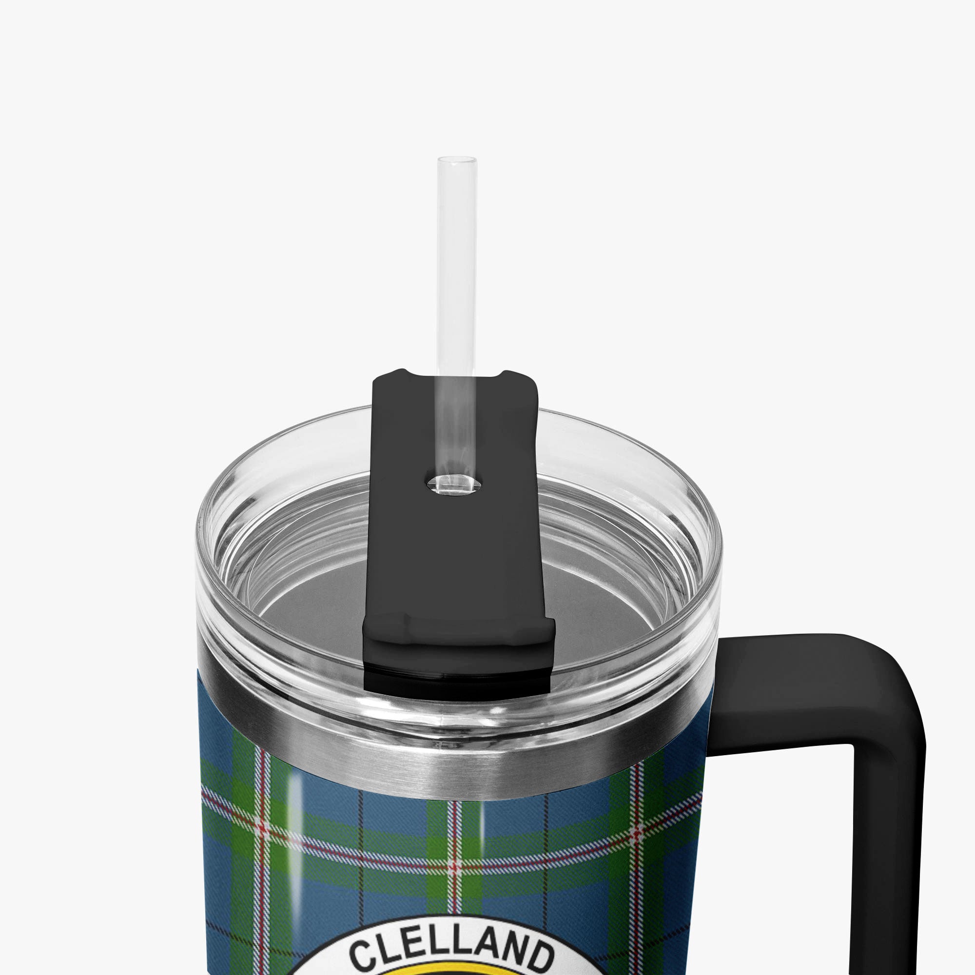 Clelland Tartan Crest 40 oz Insulated Tumbler with Handle
