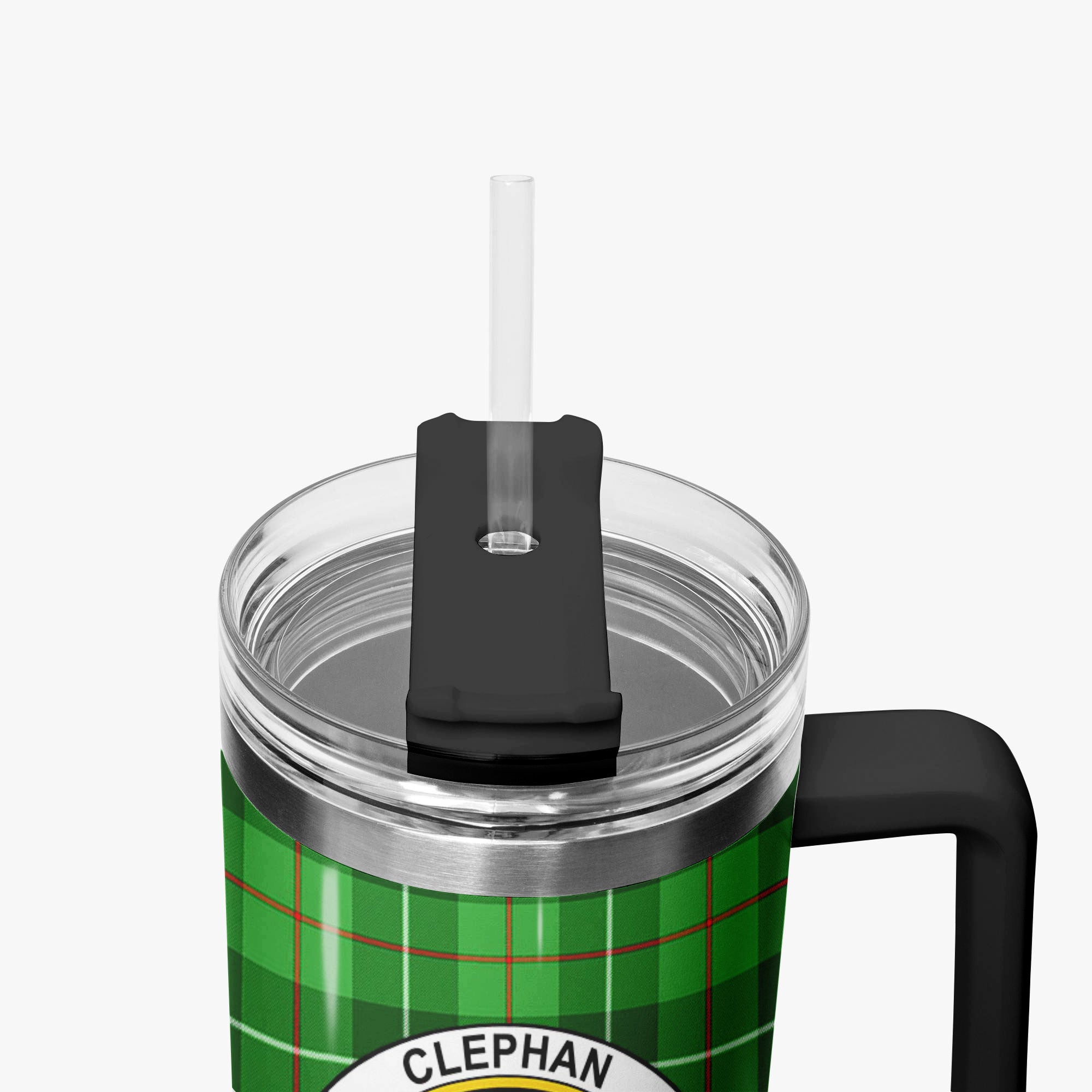 Clephan (or Clephane) Tartan Crest 40 oz Insulated Tumbler with Handle