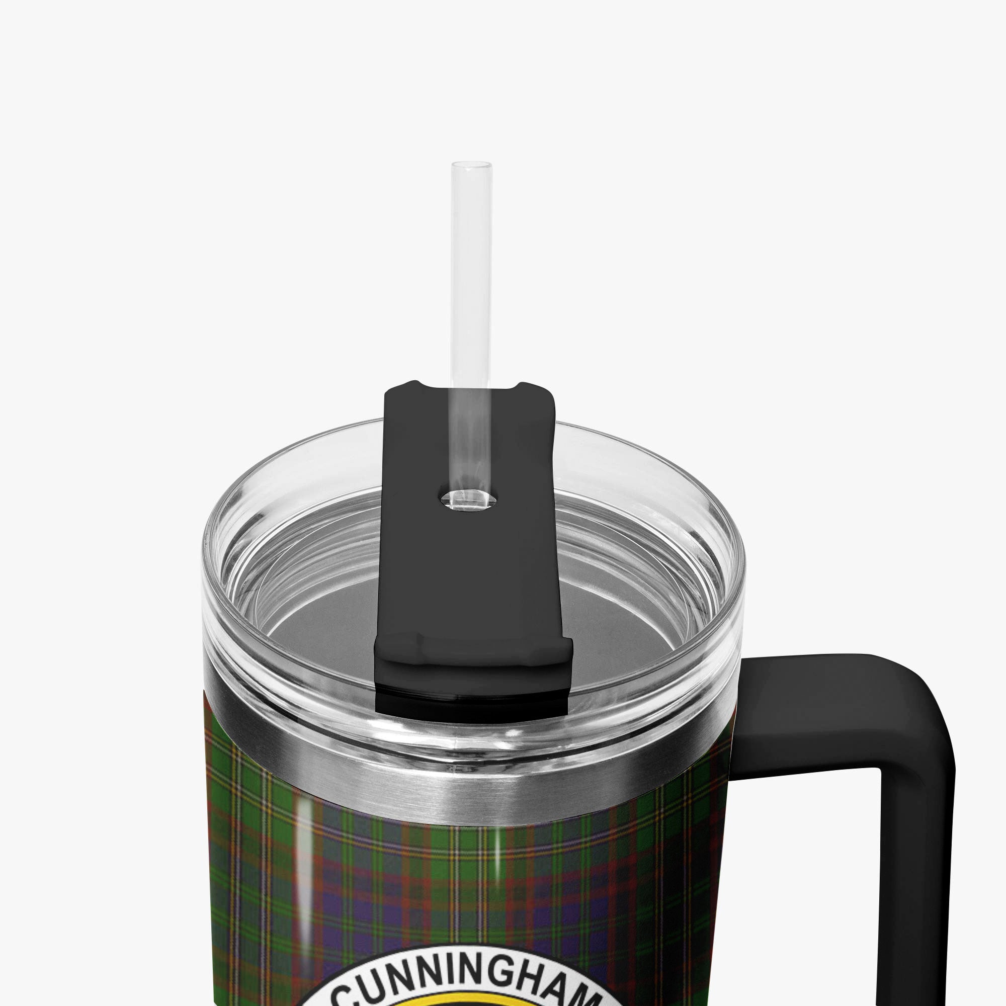Cunningham Hunting Modern Tartan Crest 40 oz Insulated Tumbler with Handle