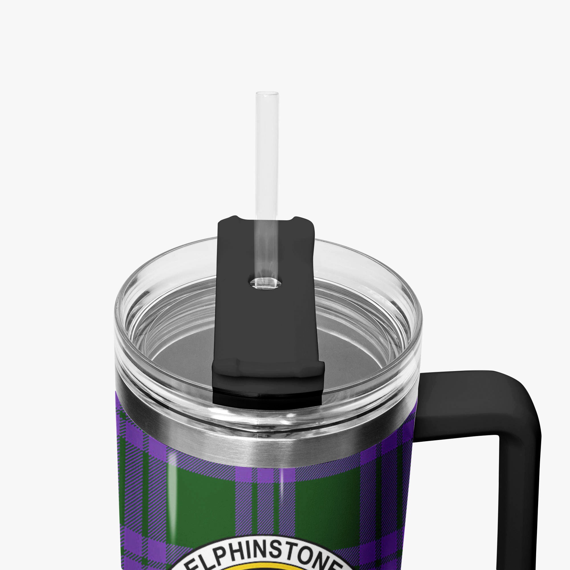 Elphinstone Tartan Crest 40 oz Insulated Tumbler with Handle
