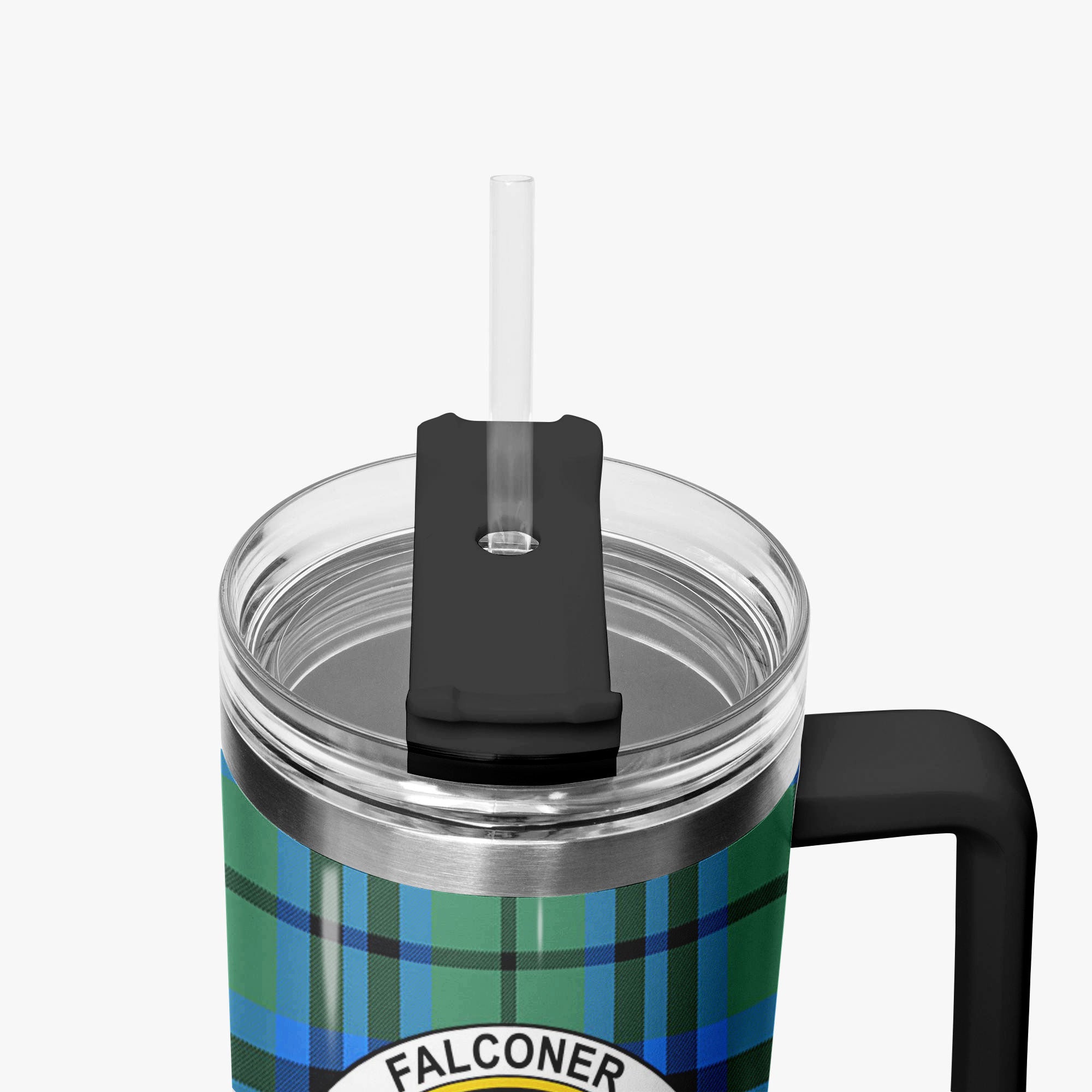 Falconer Tartan Crest 40 oz Insulated Tumbler with Handle