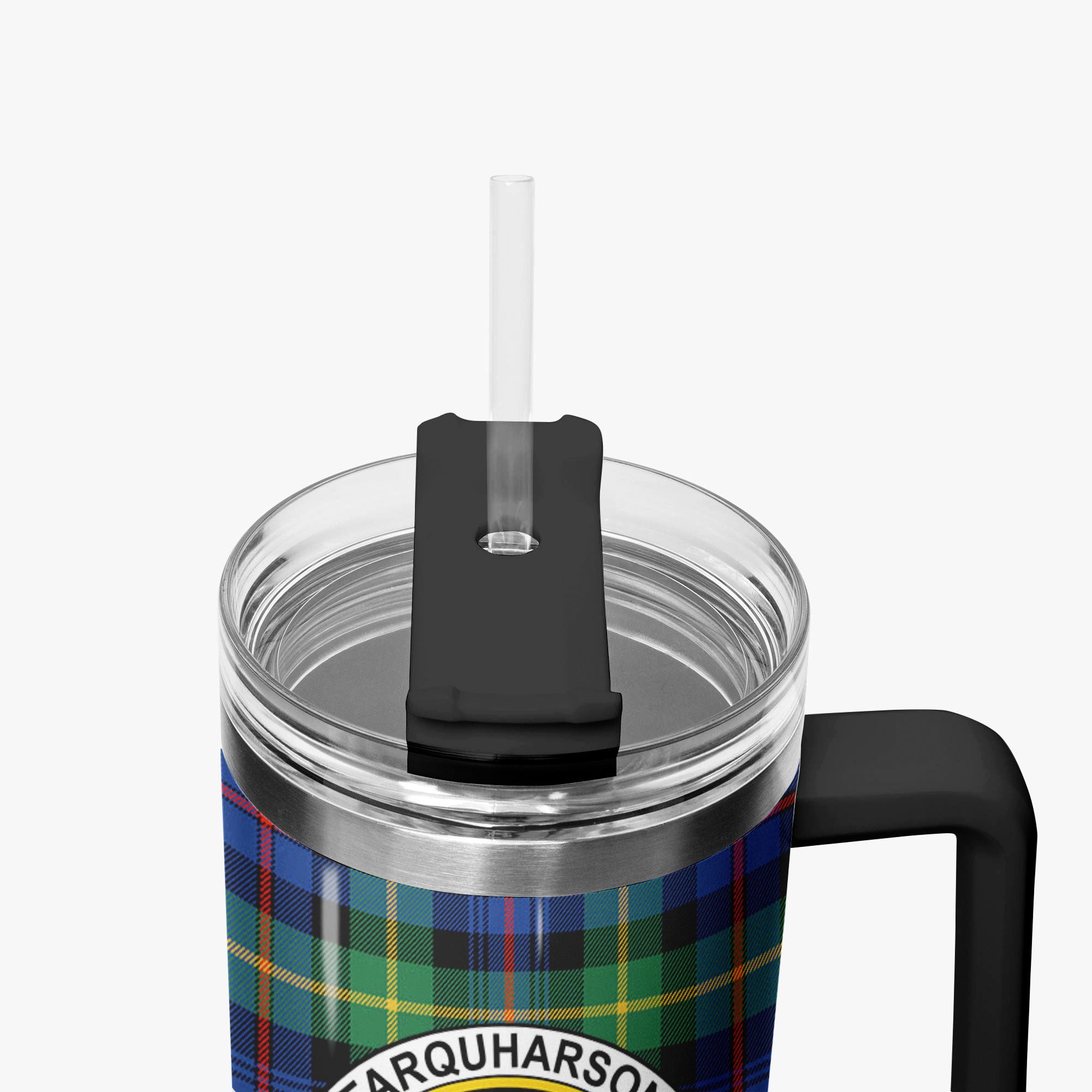 Farquharson Ancient Tartan Crest 40 oz Insulated Tumbler with Handle