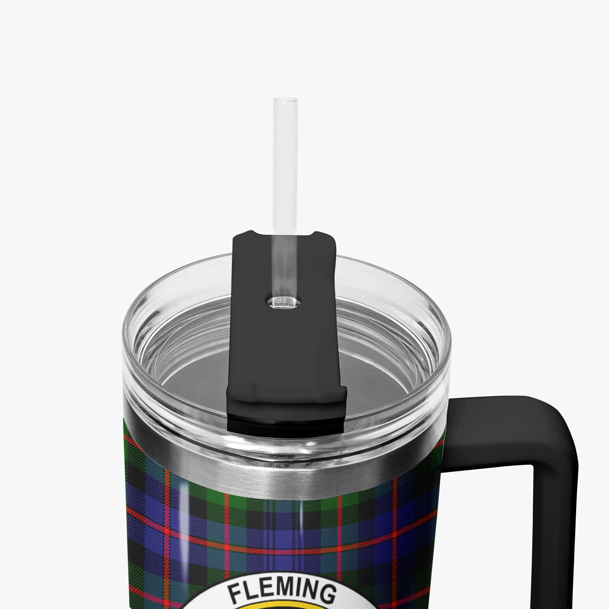 Fleming Tartan Crest 40 oz Insulated Tumbler with Handle